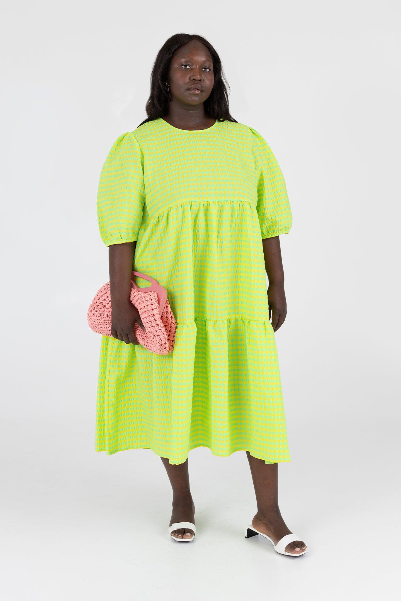 Rosemary Dress - Acid Apple Gingham Product Image