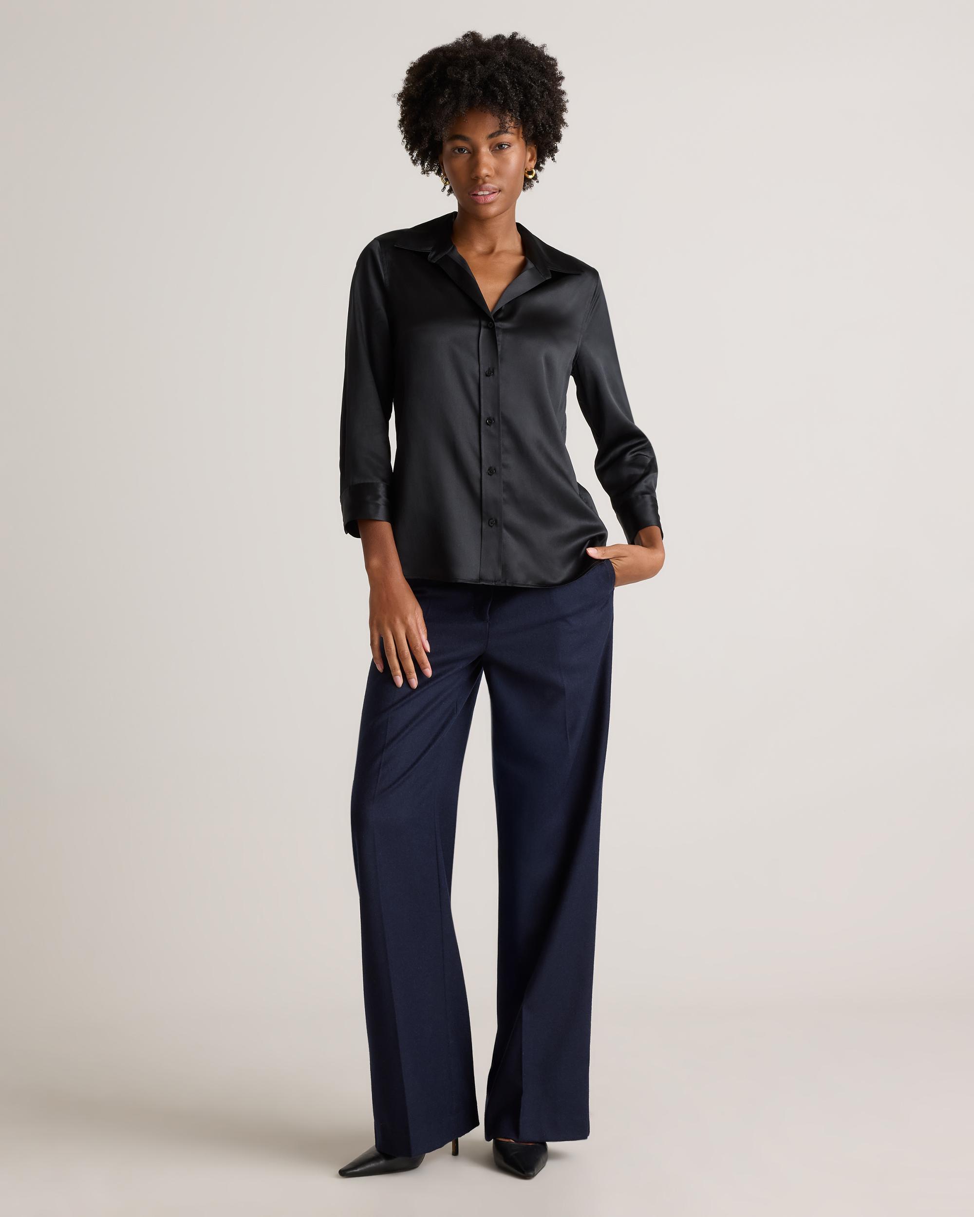 Quince | Women's Three-Quarter Sleeve Shirt Size XS, Mulberry Silk Product Image