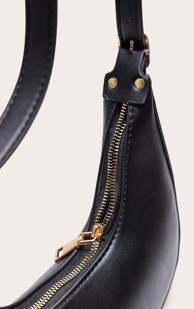Black Curved PU Shoulder Bag Product Image