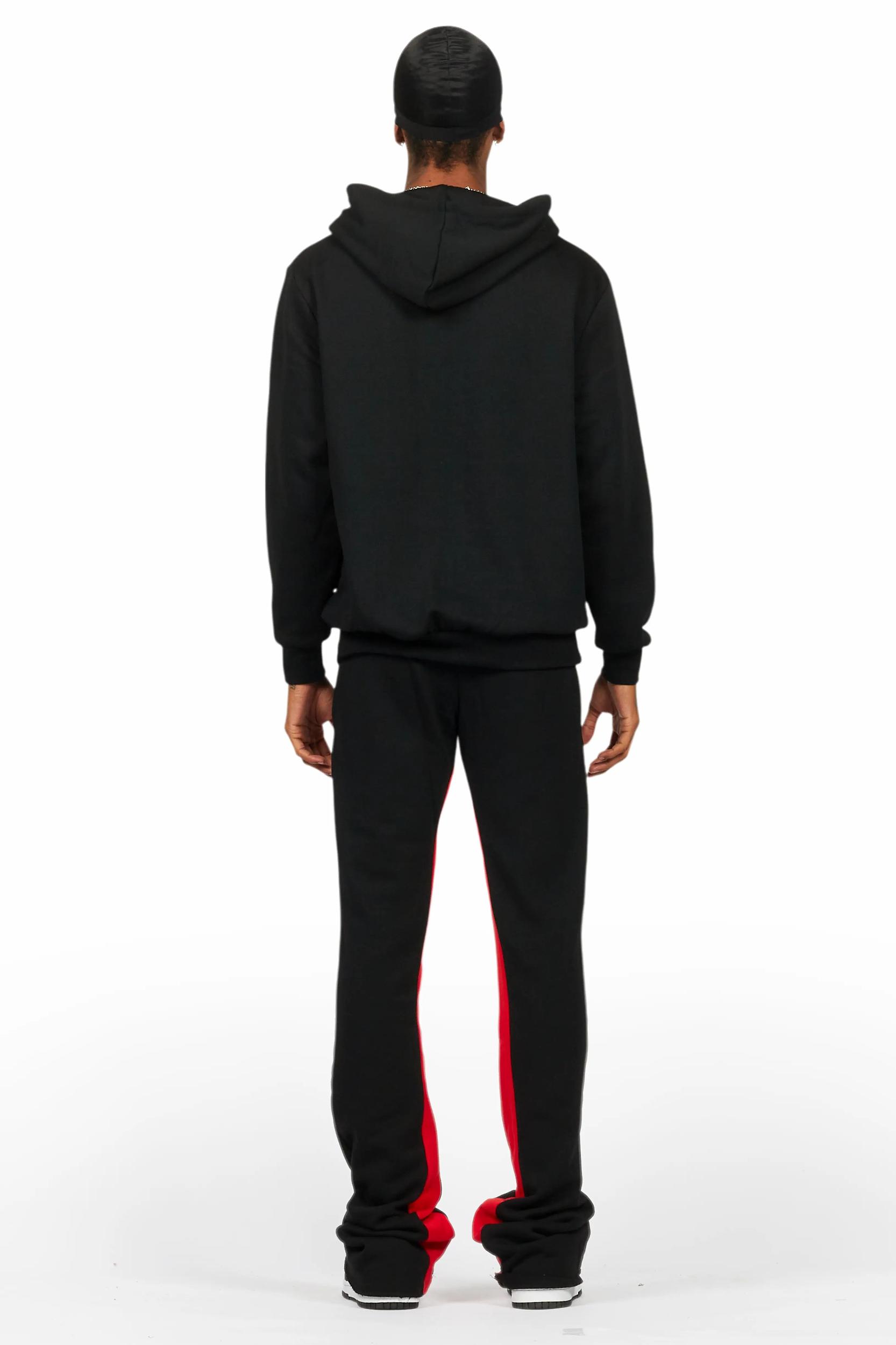 Basic Black/Red Hoodie/Baggy Track Pant Set Male Product Image
