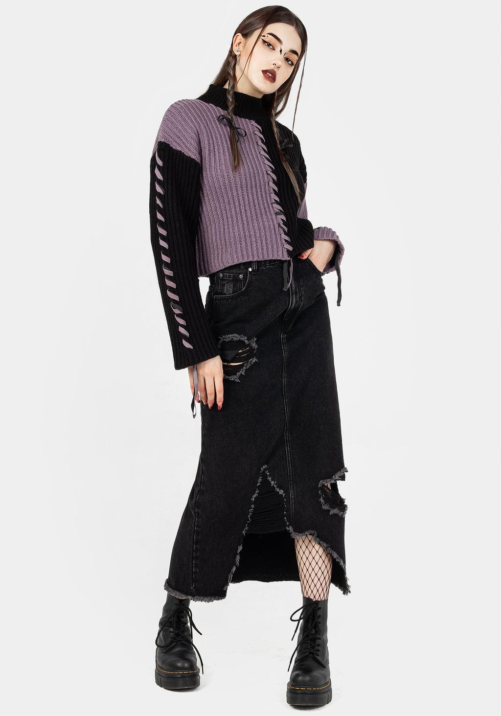 Ursula Distressed Denim Midaxi Skirt Product Image