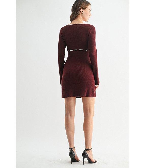 All in Favor Long Sleeve Sweater Mini Dress Product Image