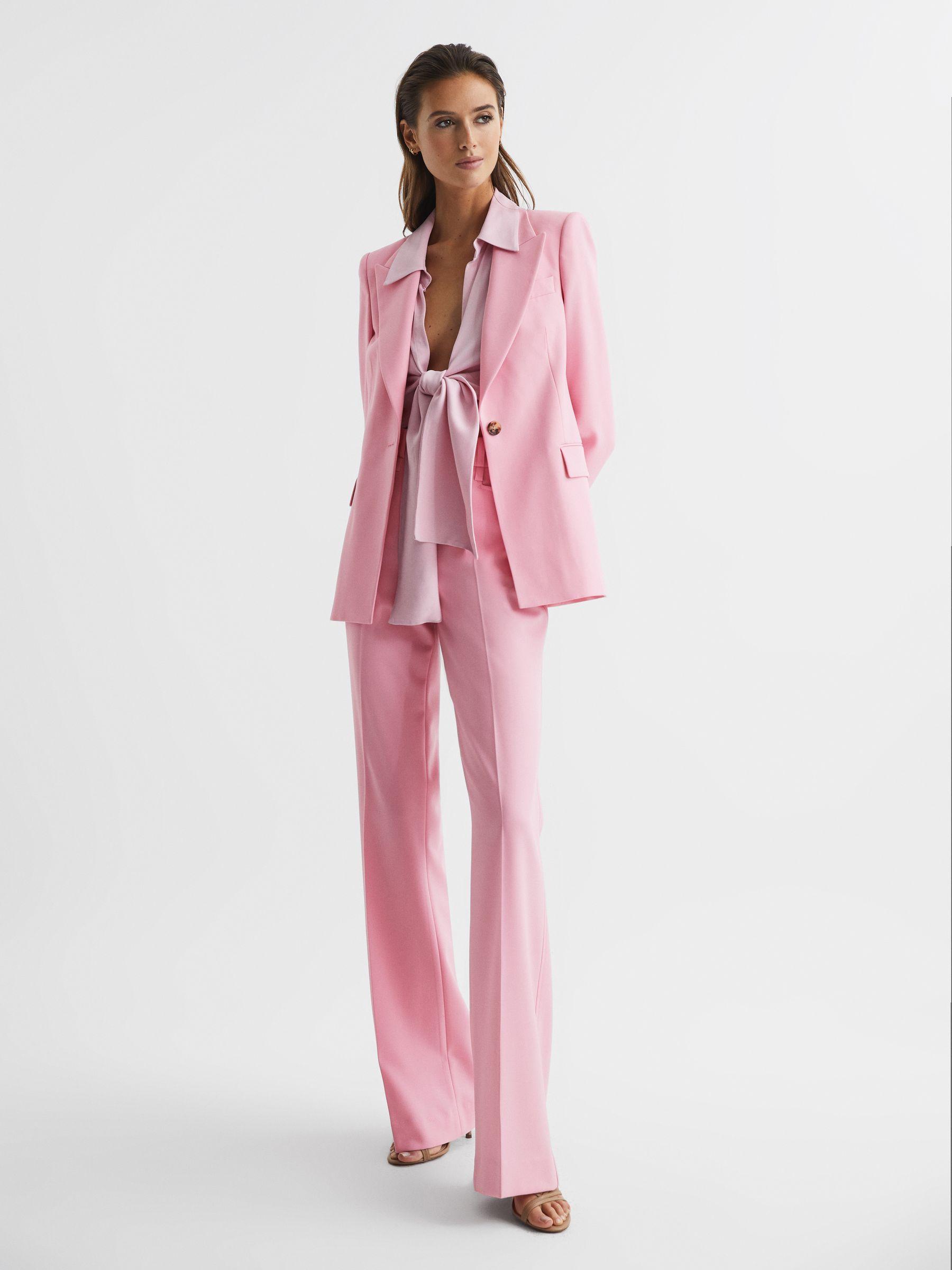 Single Breasted Wool Blend Blazer in Pink Product Image