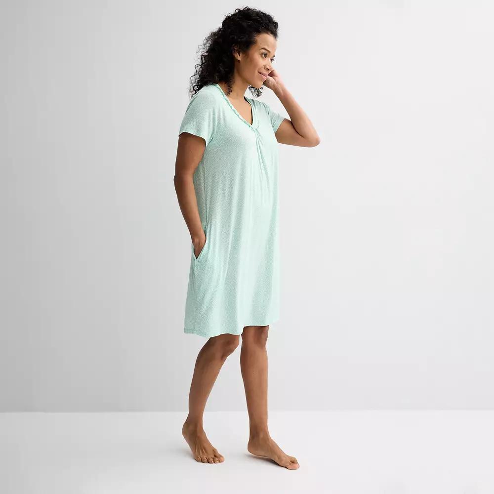 Women's Croft & Barrow® Print Short Sleeve Nightgown, Size: Medium, Visionary Geo Product Image
