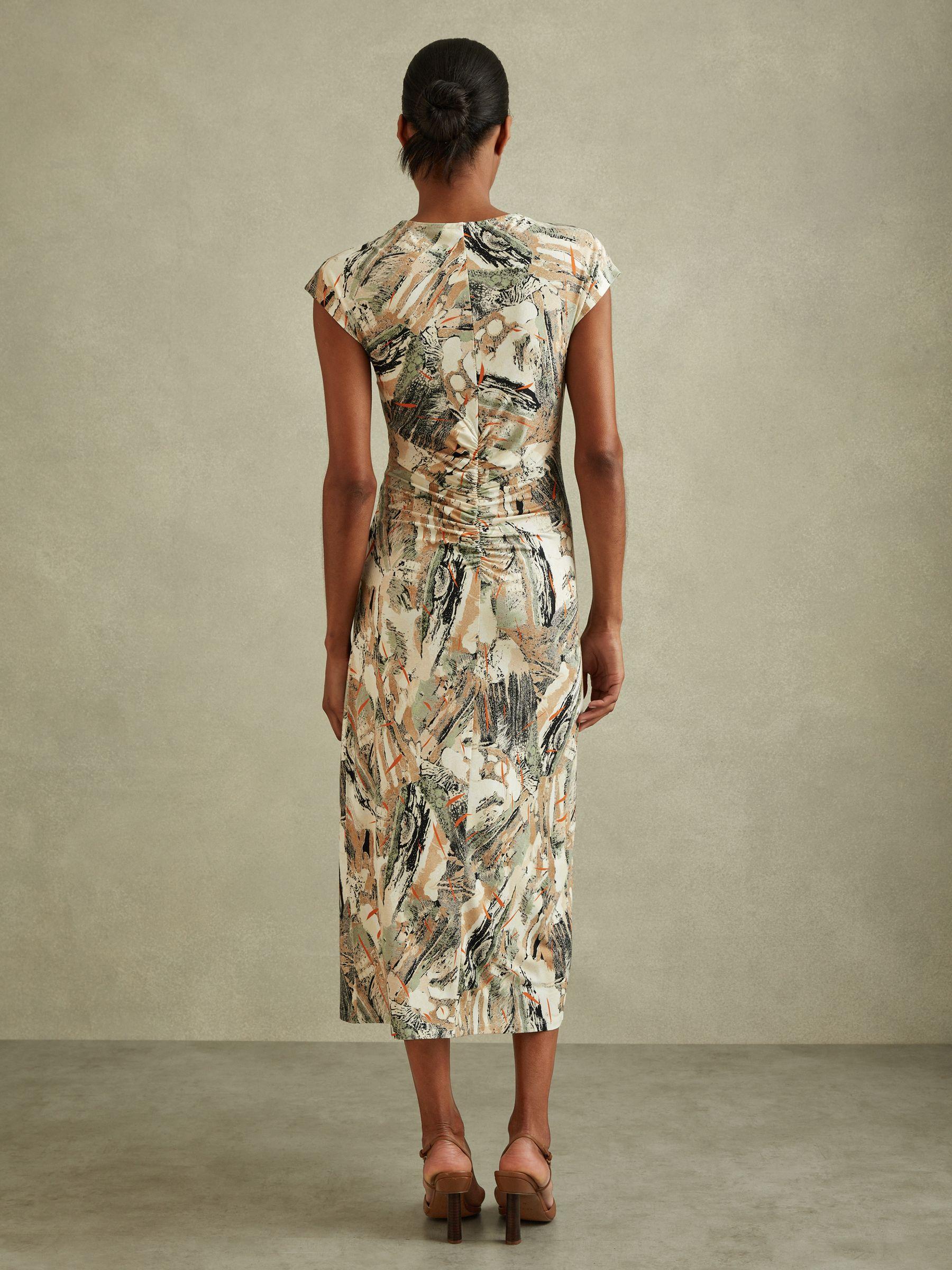 Printed Jersey Midi Dress in Multi Product Image