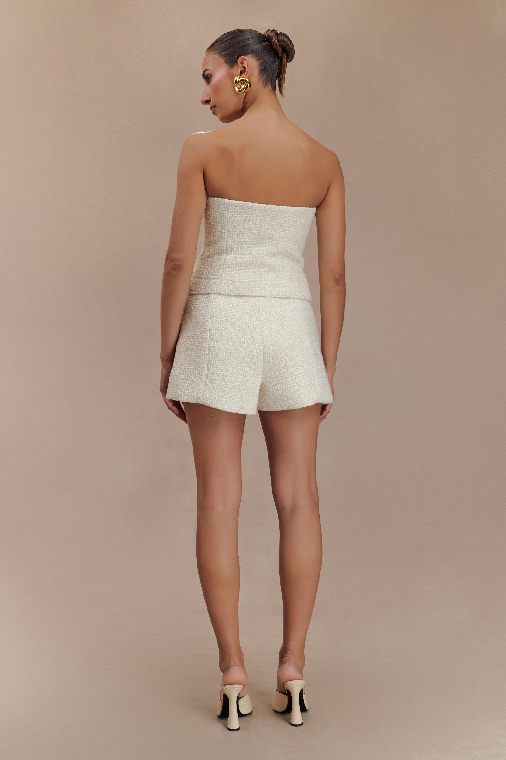 Parker Boucle Strapless Asymmetric Top - Ivory Product Image