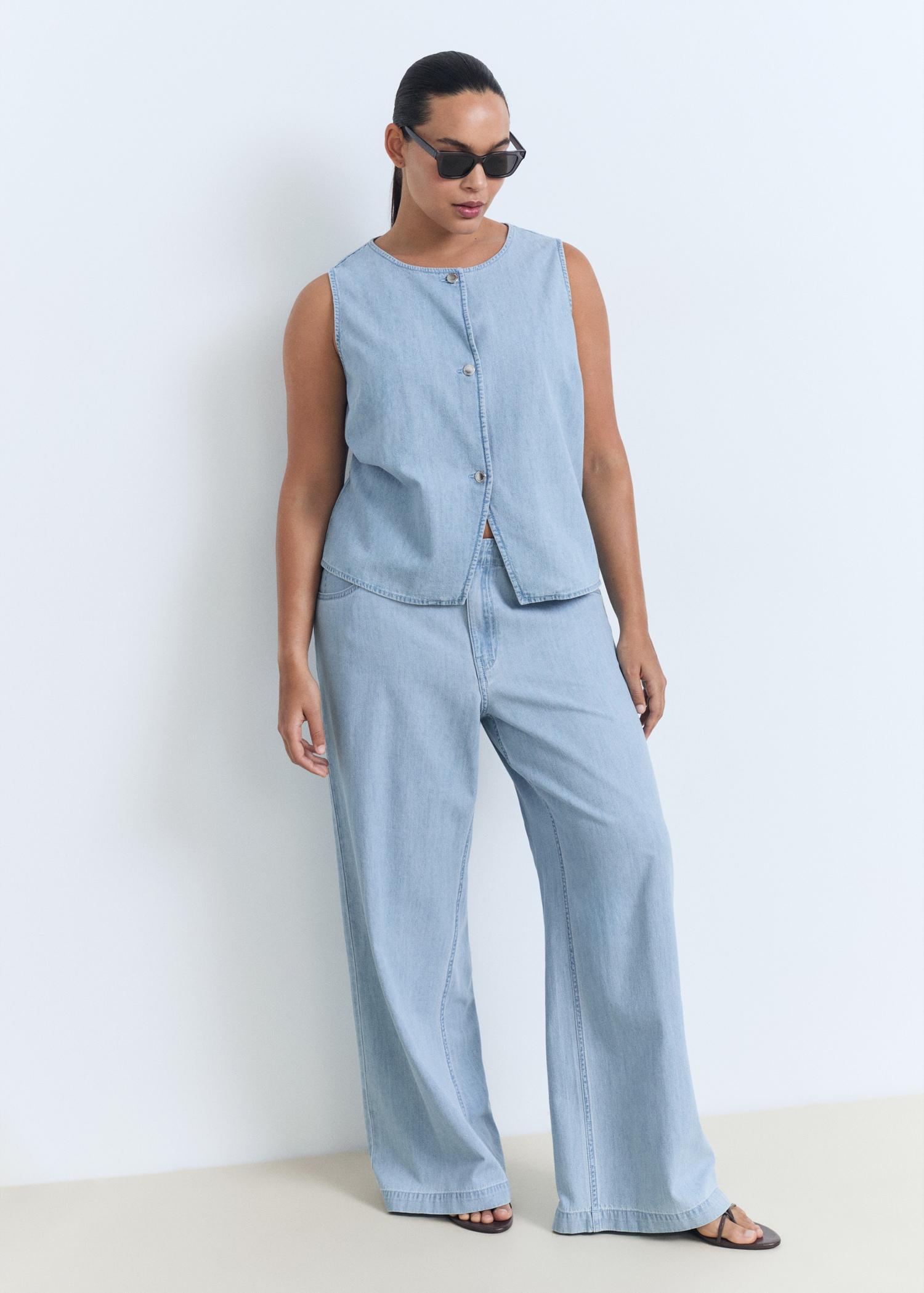 Buttoned denim gilet - Women | MANGO USA Product Image