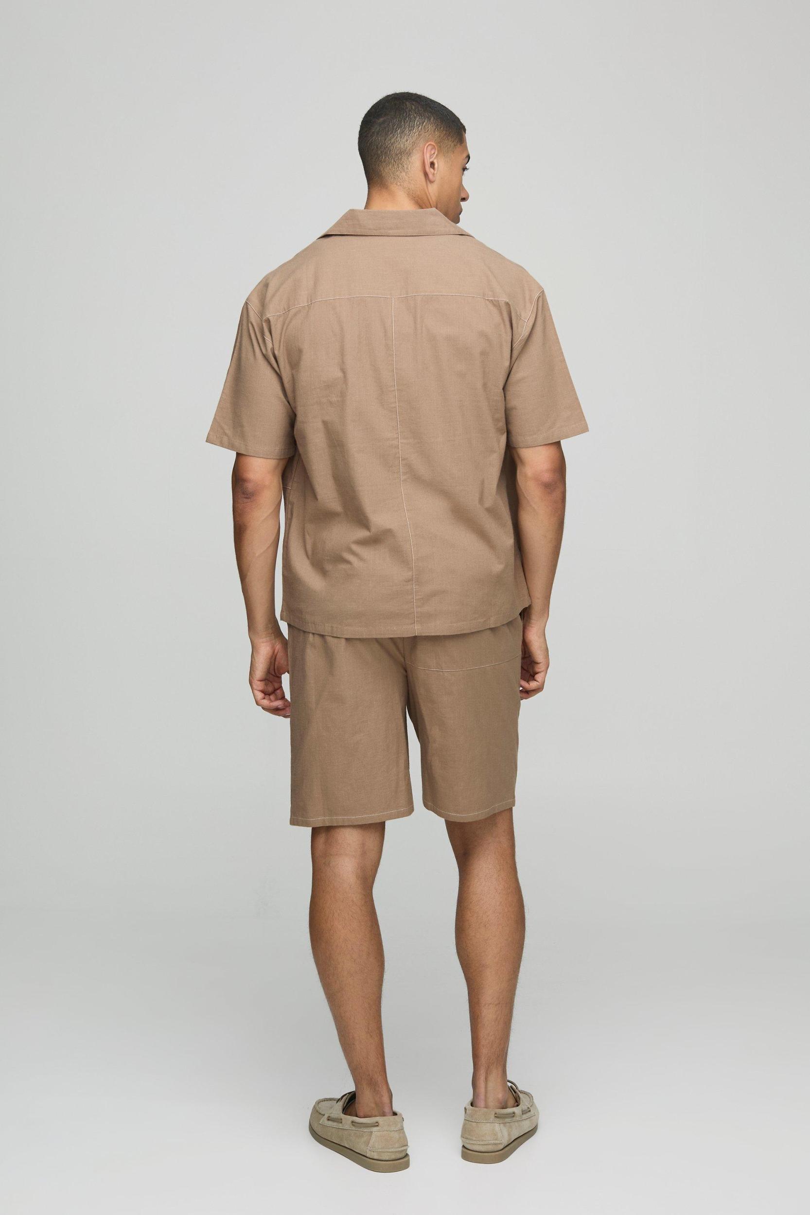 Oversized Cut & Sew Linen Look Set | boohooMAN USA Product Image