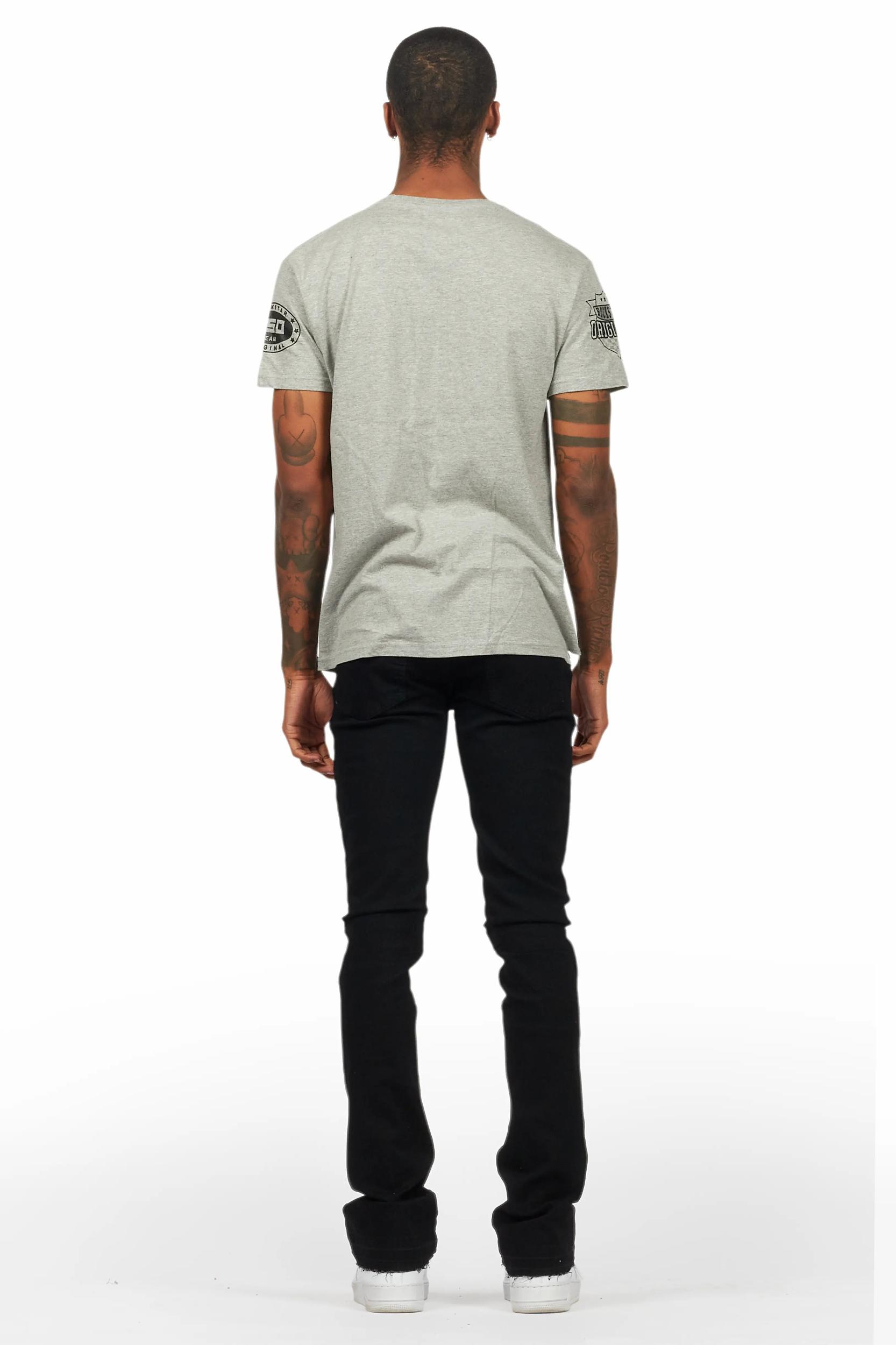 Amos Heather Grey Graphic T-Shirt Male Product Image