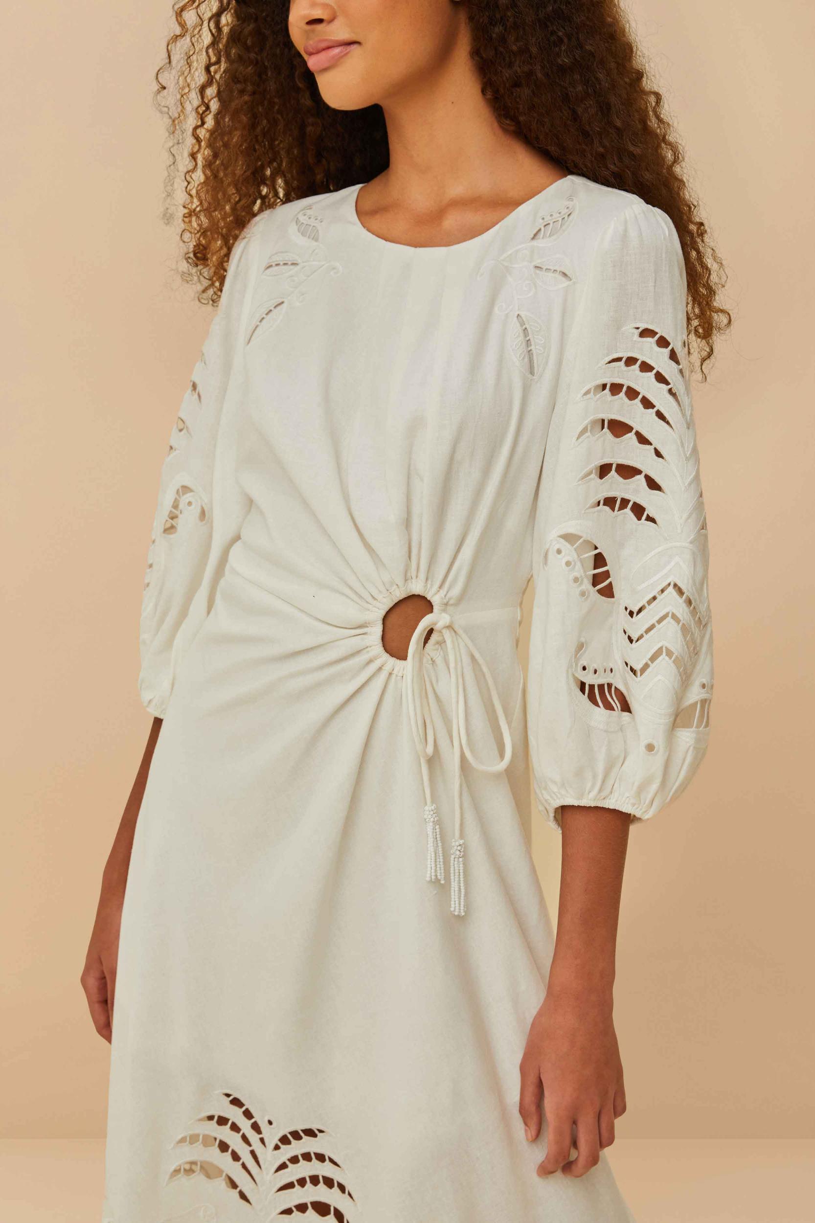 Off-White Richelieu LENZING™ ECOVERO™ Euroflax™ Midi Dress Product Image