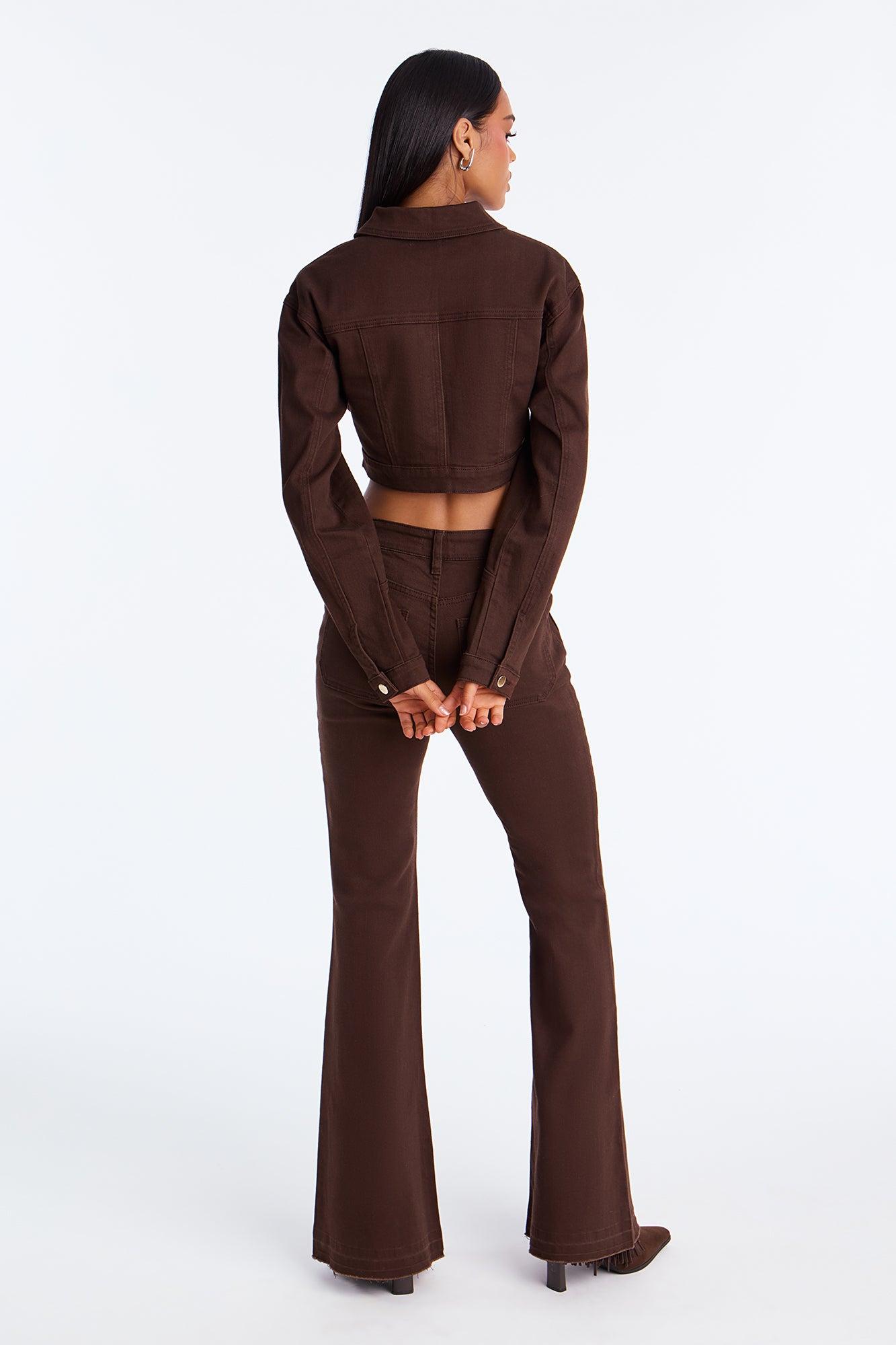 Show You Around Stretch Twill Pant Set - Brown Female Product Image