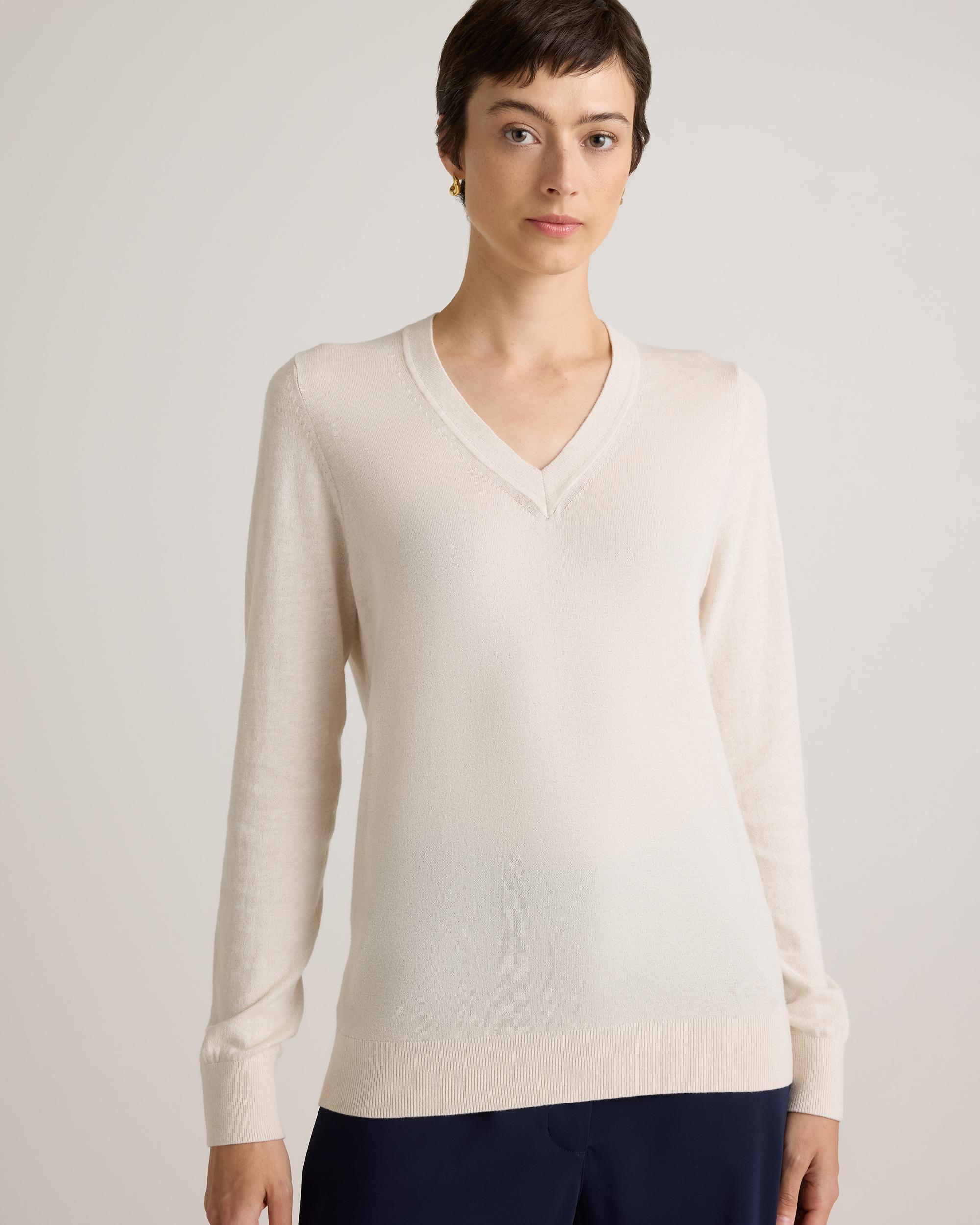 Quince | Women's Lightweight Cotton Cashmere V-Neck Sweater Organic Cotton Product Image