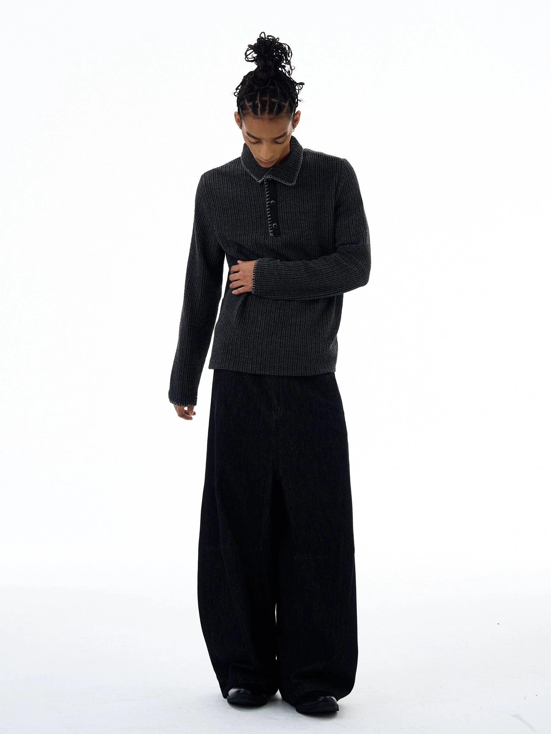 RT No. 19556 KNIT WEAR COLLAR SWEATER Product Image