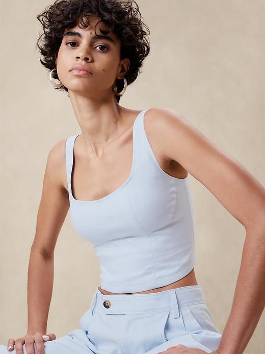Linen-Blend Cropped Bustier Product Image