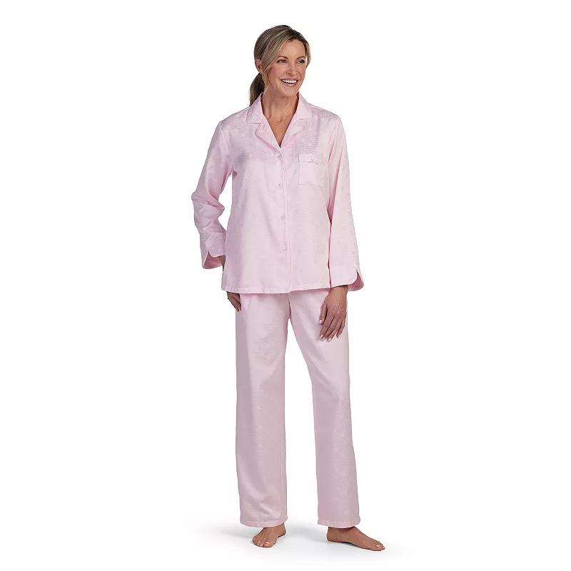 Women's Miss Elaine Essentials Brushed Back Satin Pajama Top & Pajama Bottoms Set,  Product Image