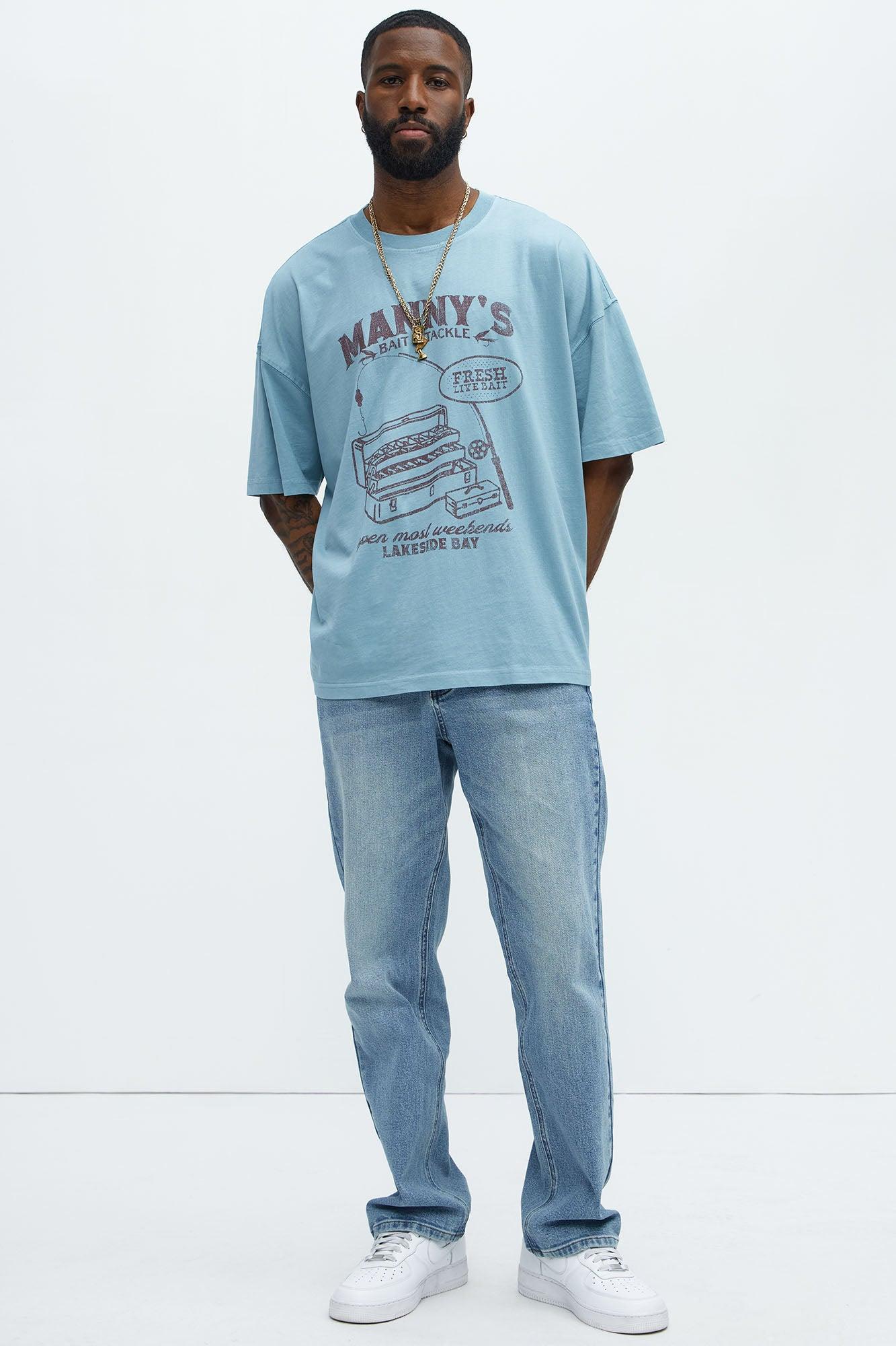 Mannys Fresh Bait Oversized Short Sleeve Tee - Light Blue Product Image