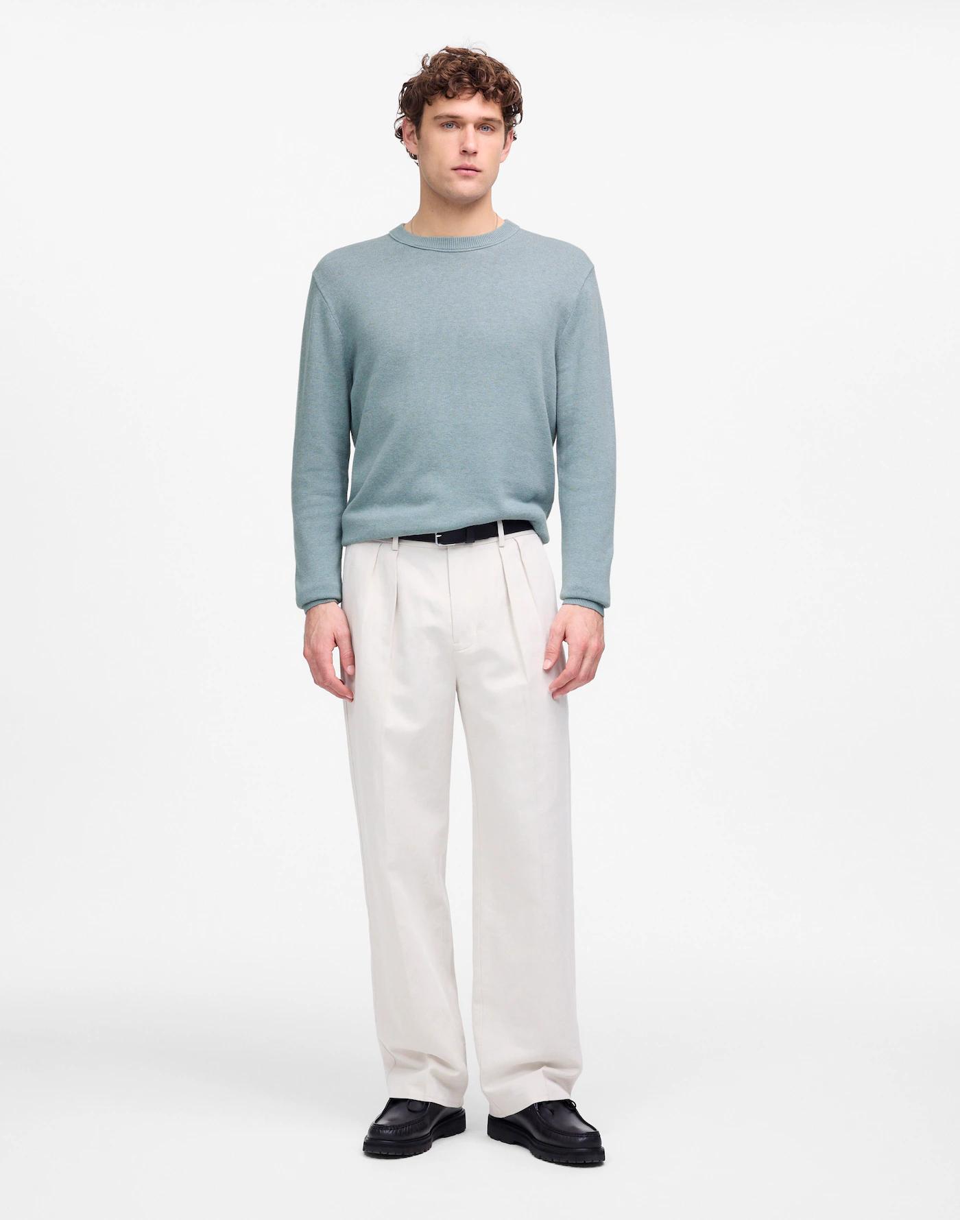 Crewneck Sweater in Lightweight Cotton-Linen Blend Product Image
