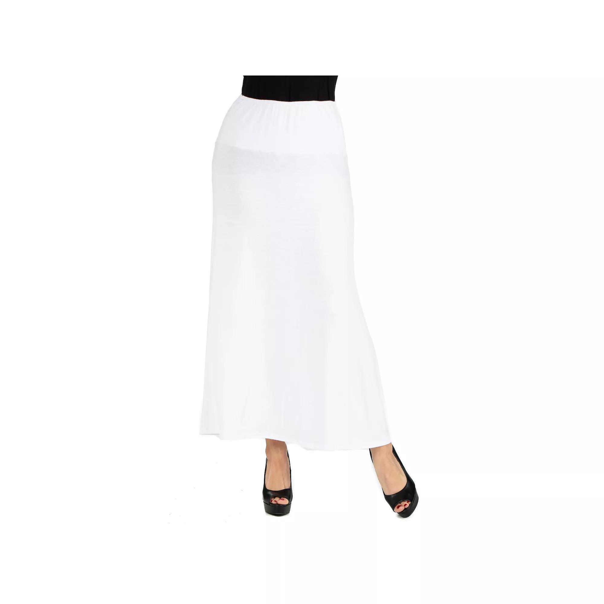 Women's 24seven Comfort Apparel Elastic Waist Midi Skirt,  Product Image