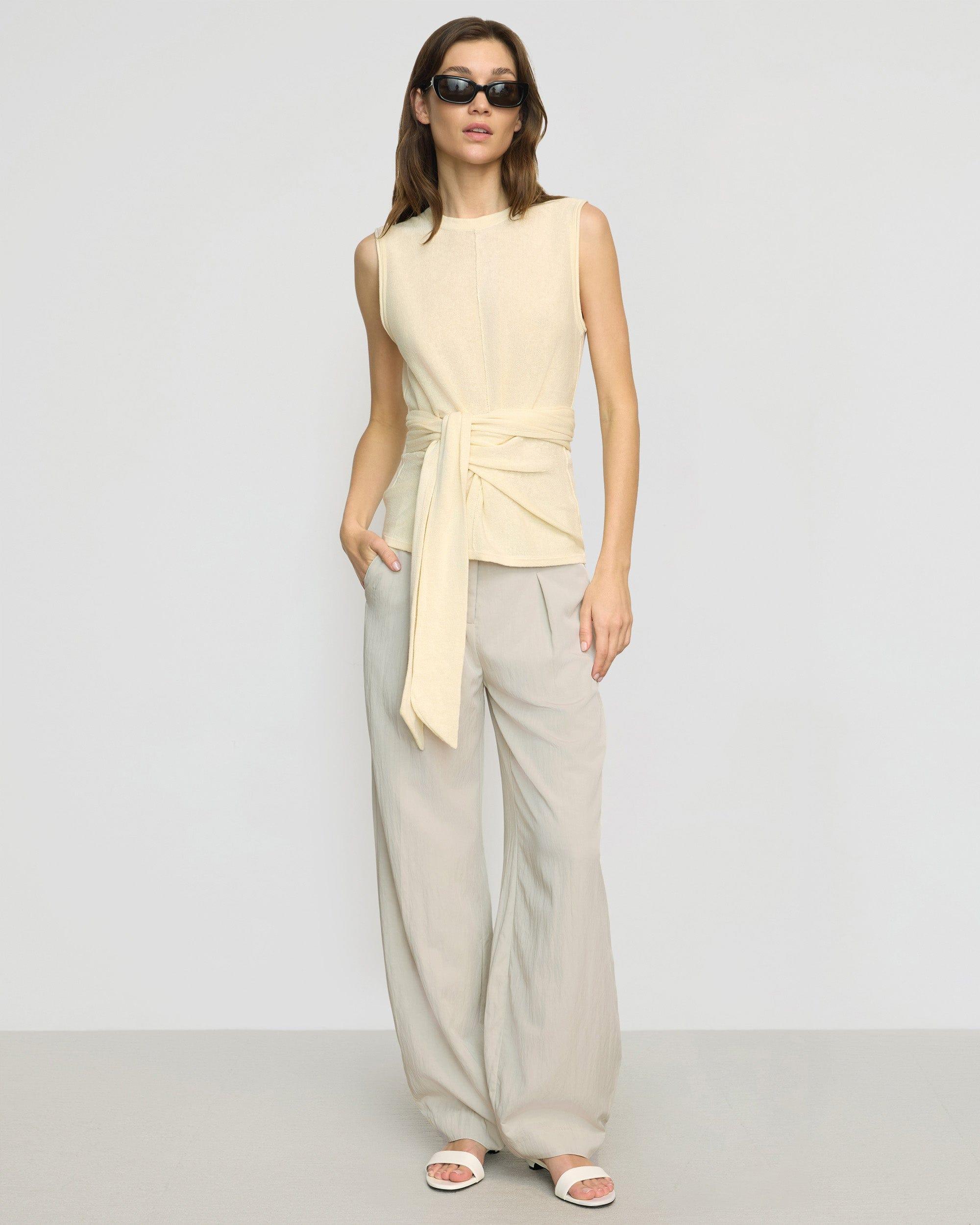 Rois Tie-Front Linen-Cotton Top Product Image