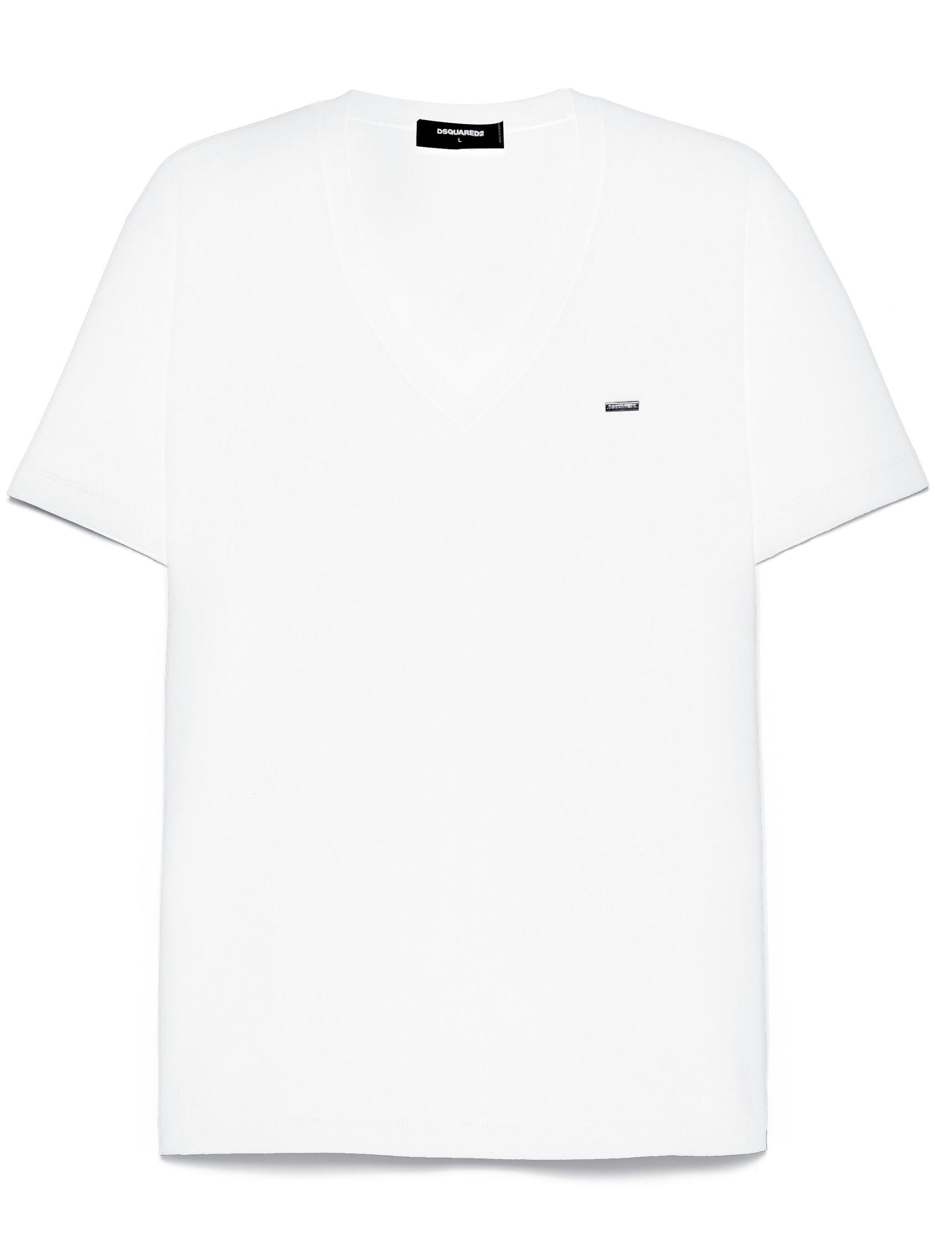 DSQUARED2 V-neck T-shirt Short Sleeves In White Product Image