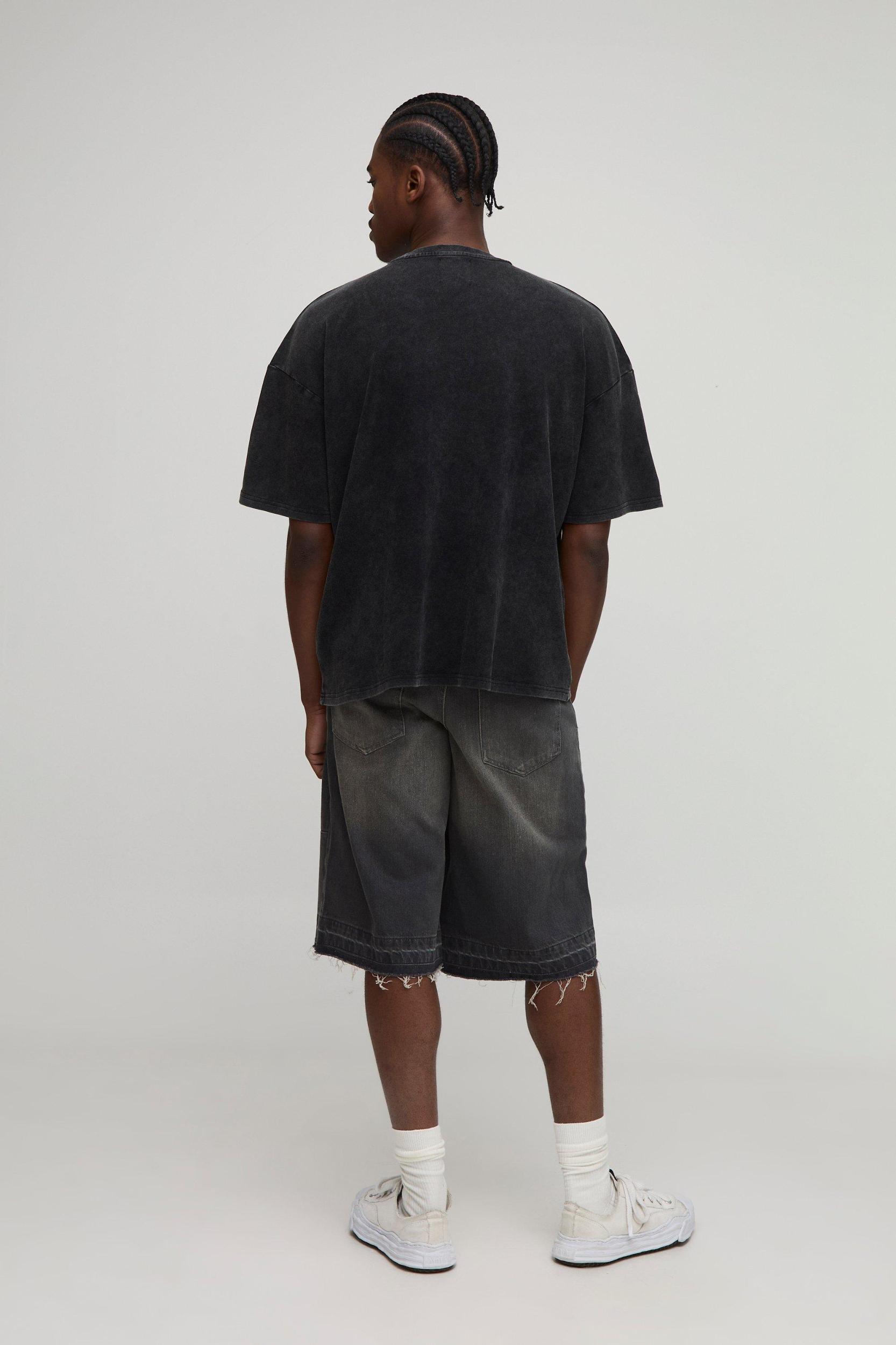 Oversized Interlock Acid Wash Graphic T-Shirt | boohooMAN USA Product Image