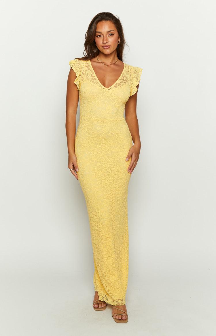 Blake Yellow Lace Maxi Dress Product Image
