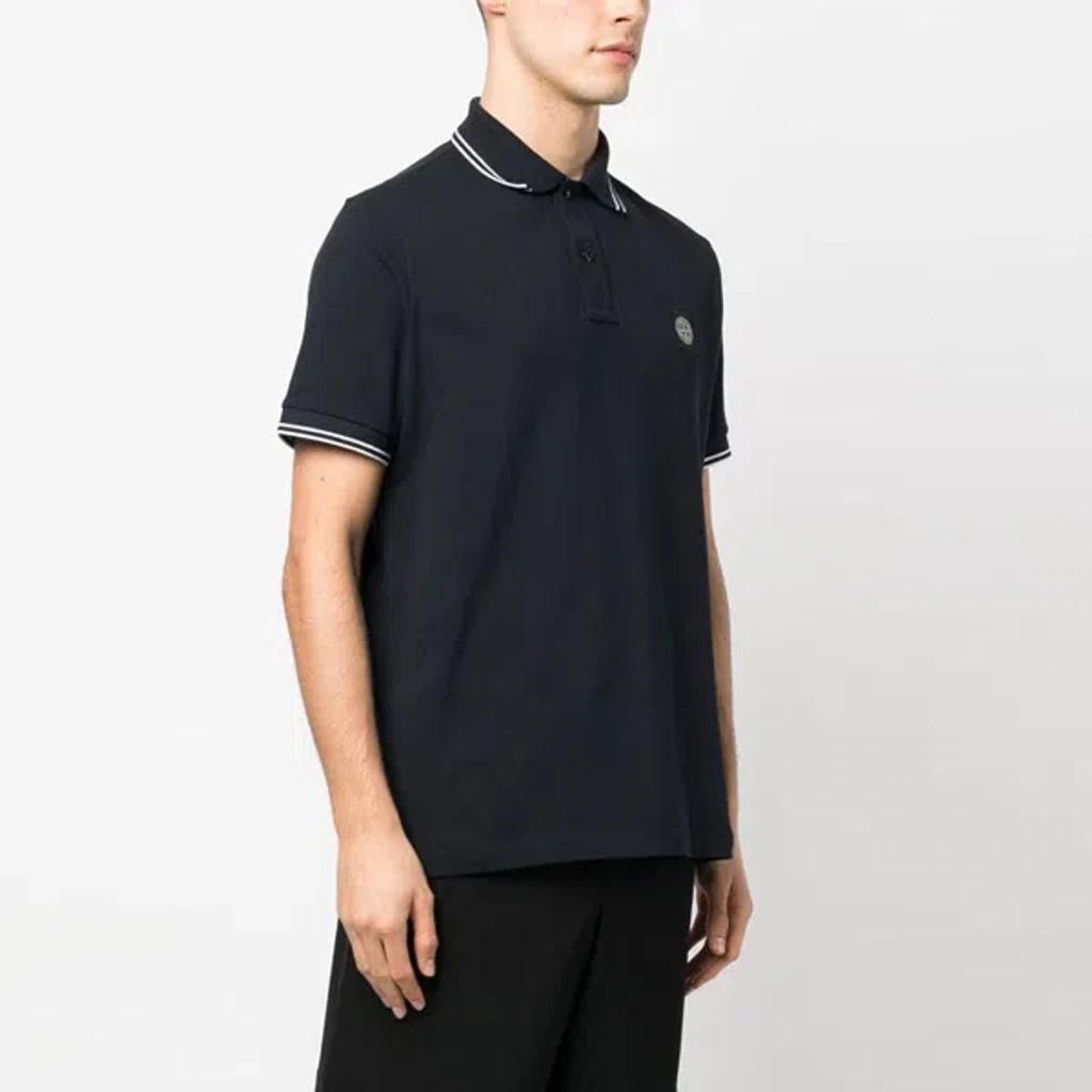 STONE ISLAND Mens Black Brand-patch Regular-fit Stretch-cotton Polo Shirt Xl Product Image