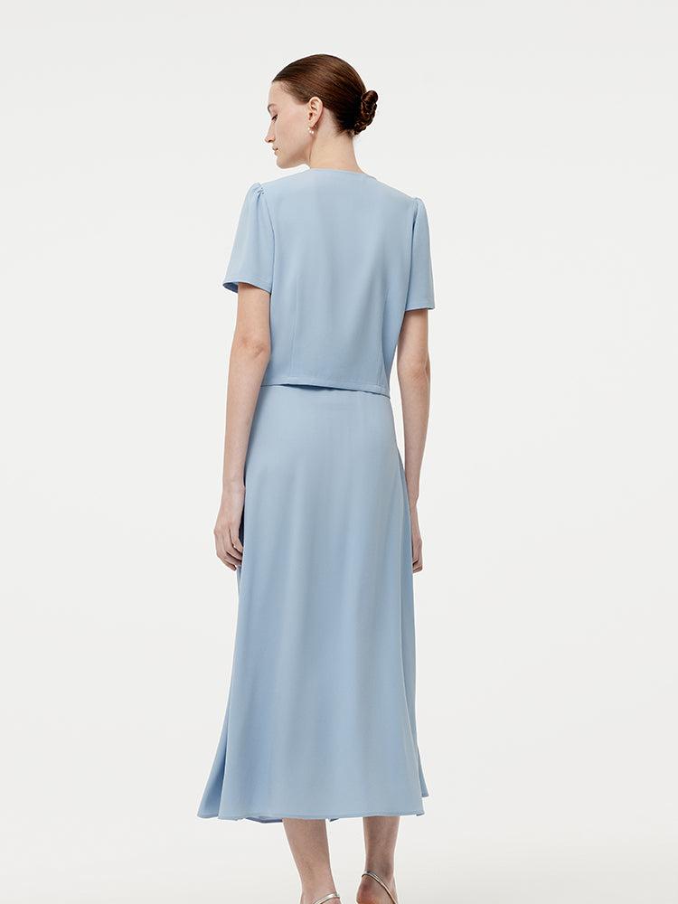 Acetate Crop Jacket And A-Line Skirt Two-Piece Set Product Image