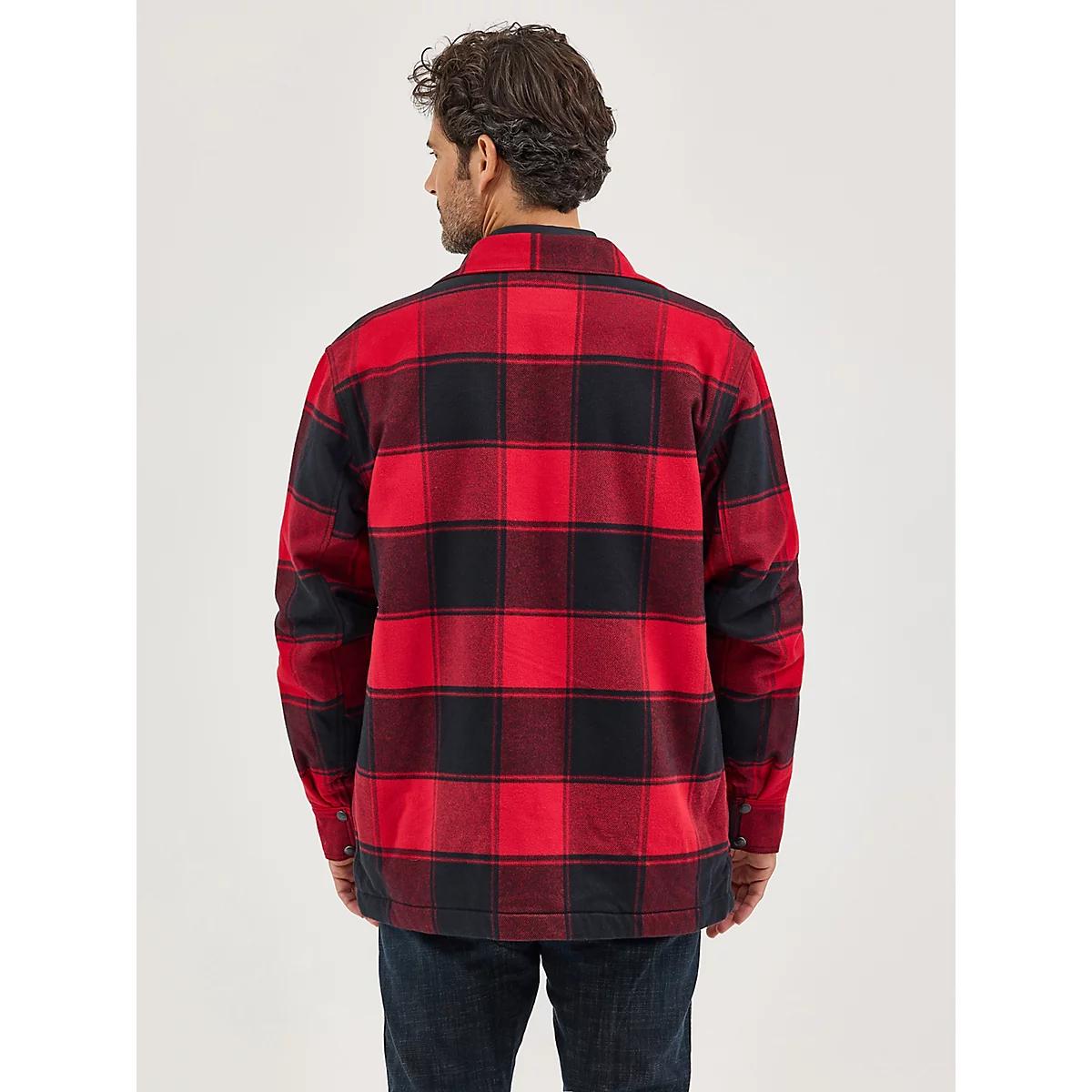 Men's Wrangler Sherpa Lined Flannel Snap Shirt Jacket Buffalo Product Image