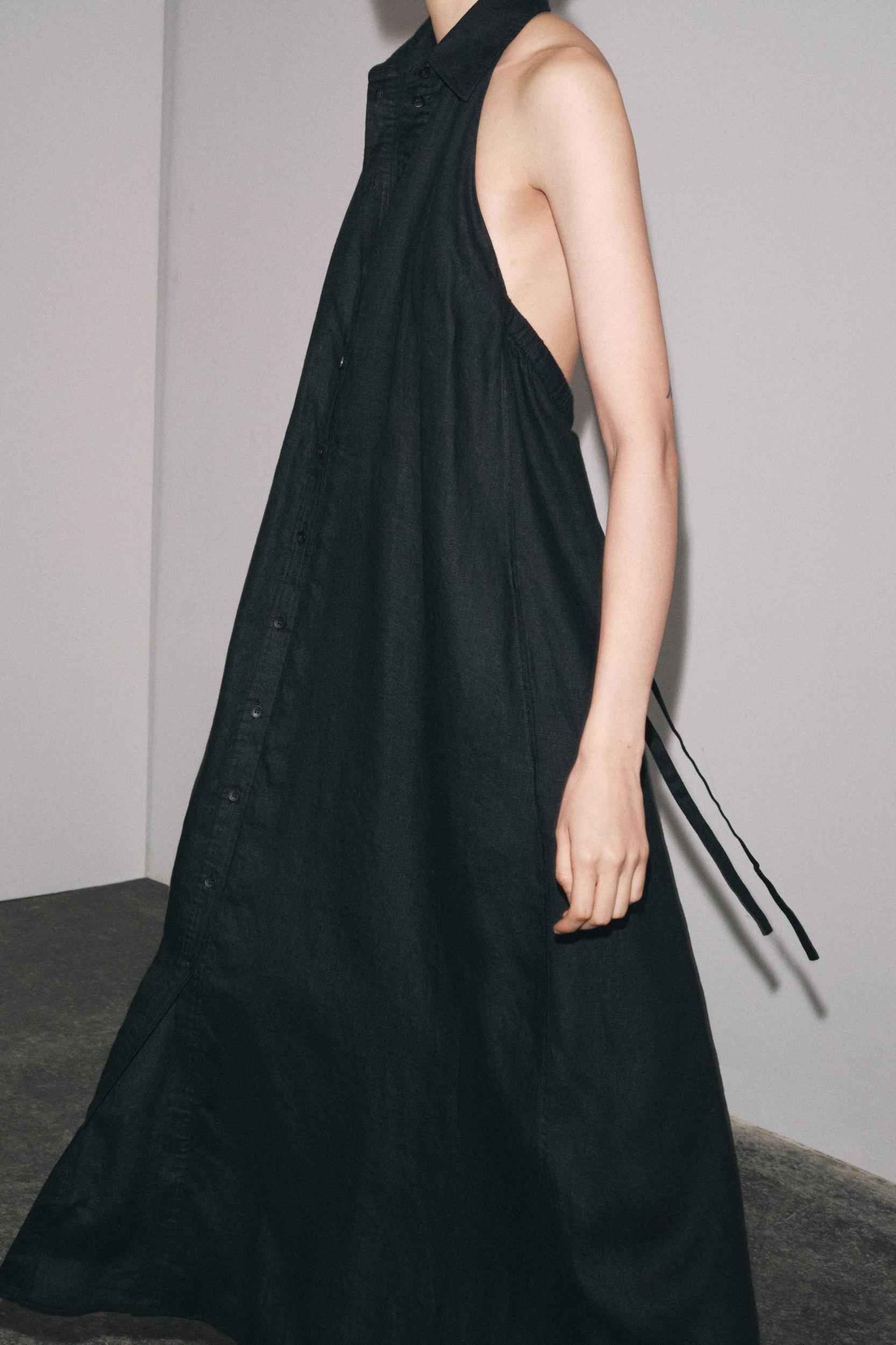 100% LINEN HALTER DRESS ZW COLLECTION Product Image