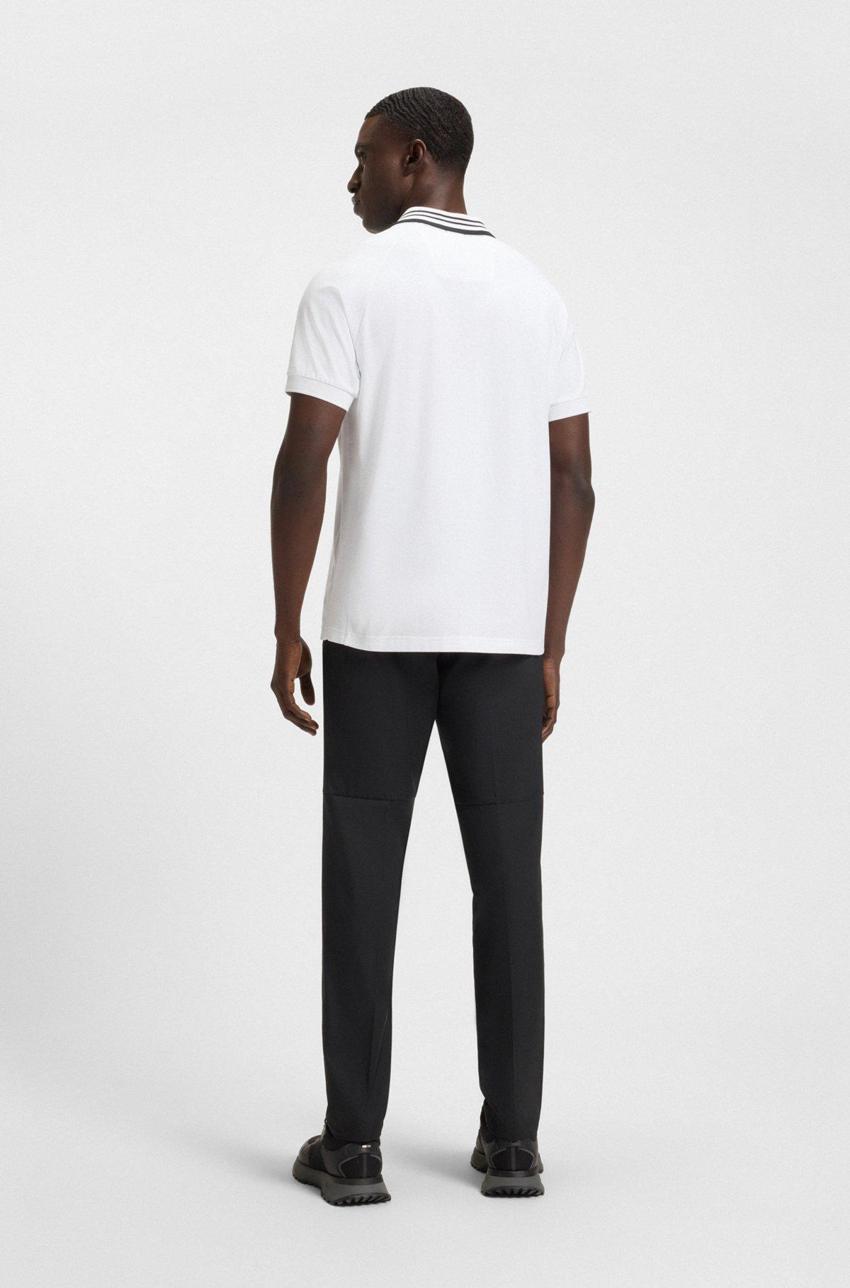 Paddy stretch-cotton polo shirt with striped collar Product Image