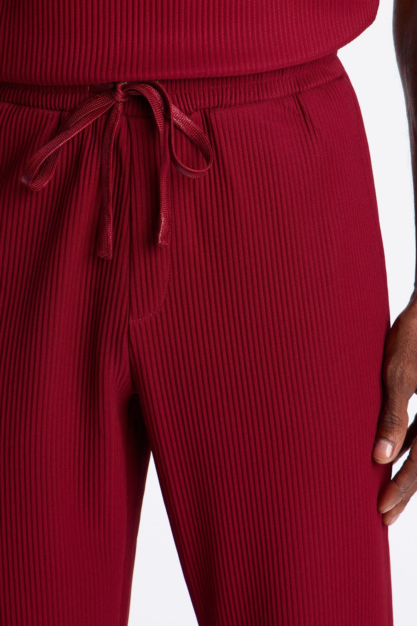 Show Up Slim Slit Pants - Burgundy Product Image