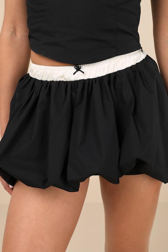 Smith Black Bubble-Hem Mini Skirt Product Image