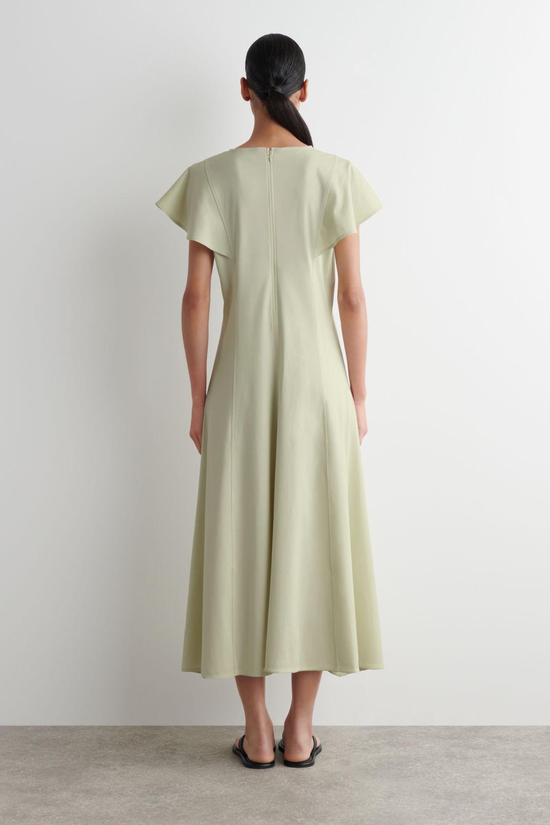 PETAL-SLEEVE COTTON MIDI DRESS Product Image