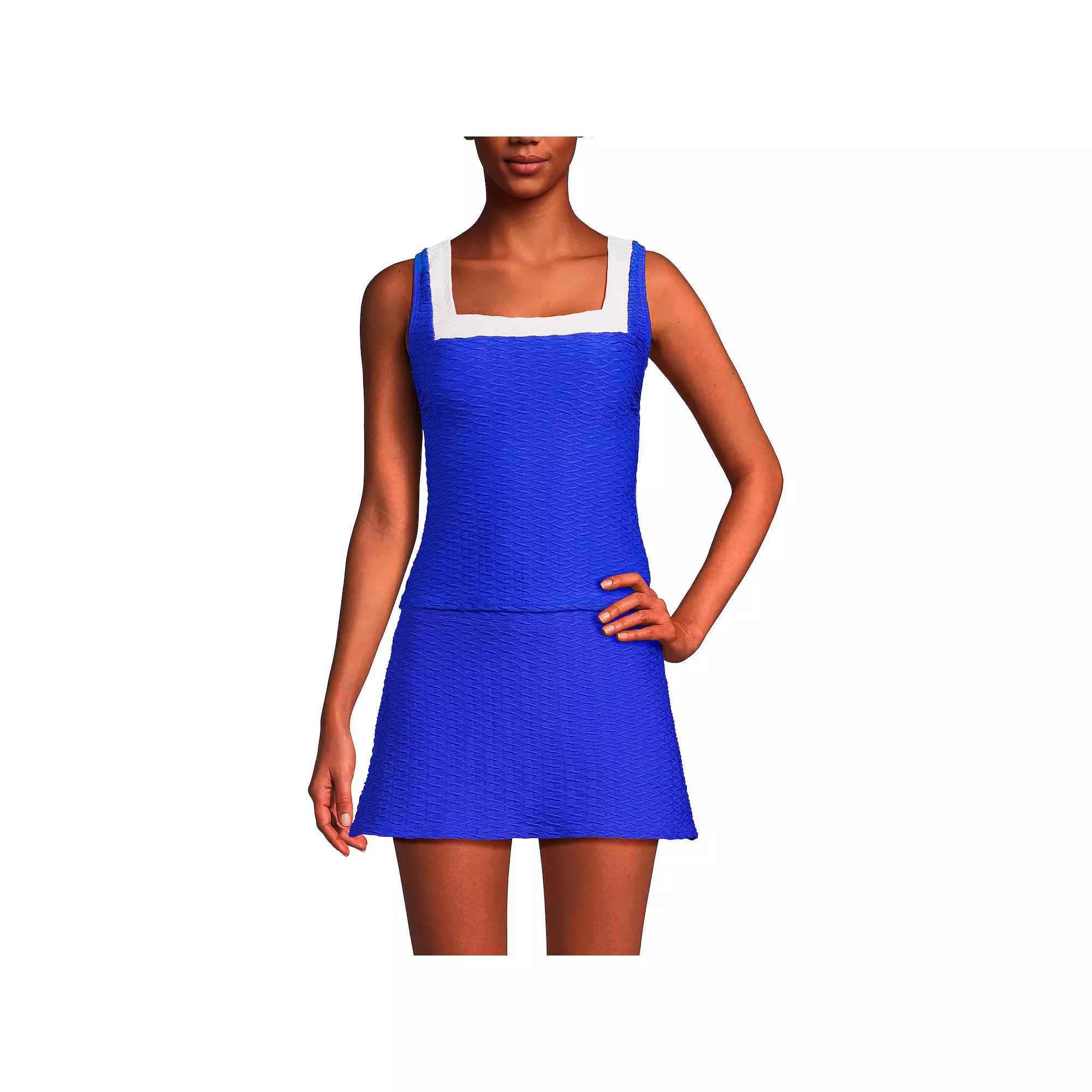 Womens Lands End Textured Square Neck Tankini Swimsuit Top Island Green Product Image