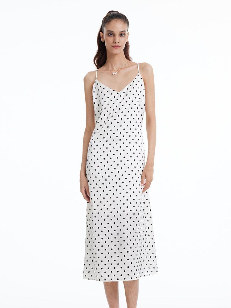 Polka Dots Spaghetti Strap Slip Maxi Dress Product Image