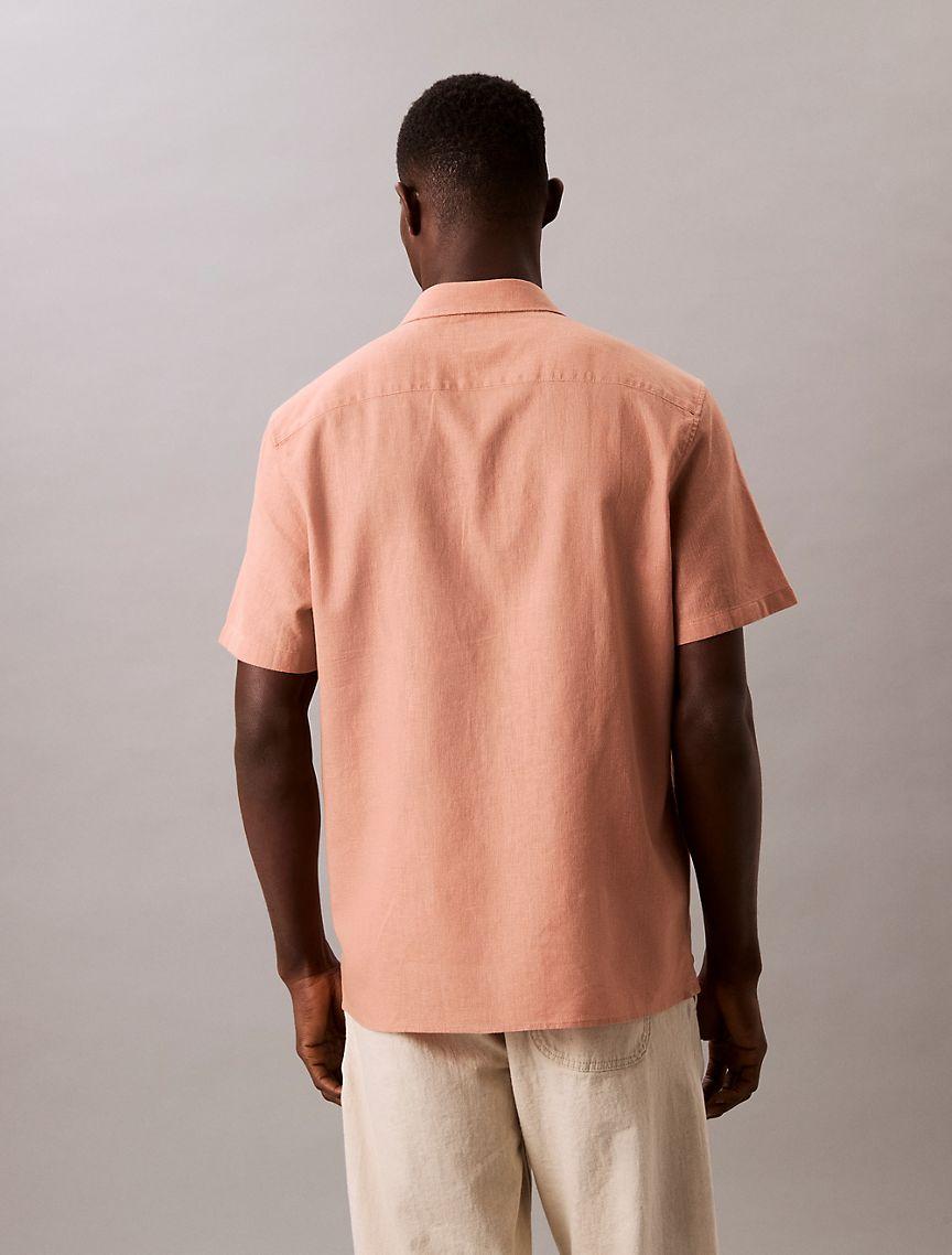 Linen Cotton Short Sleeve Classic Button-Down Shirt Product Image