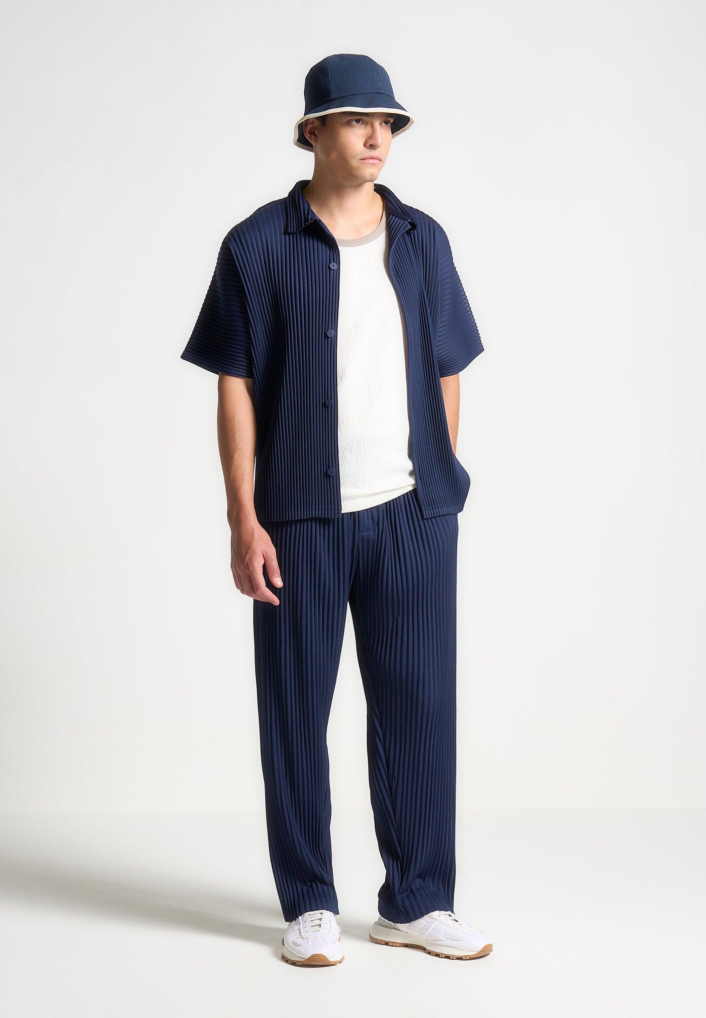 Pascal - Pleated Shirt - Navy Male Product Image