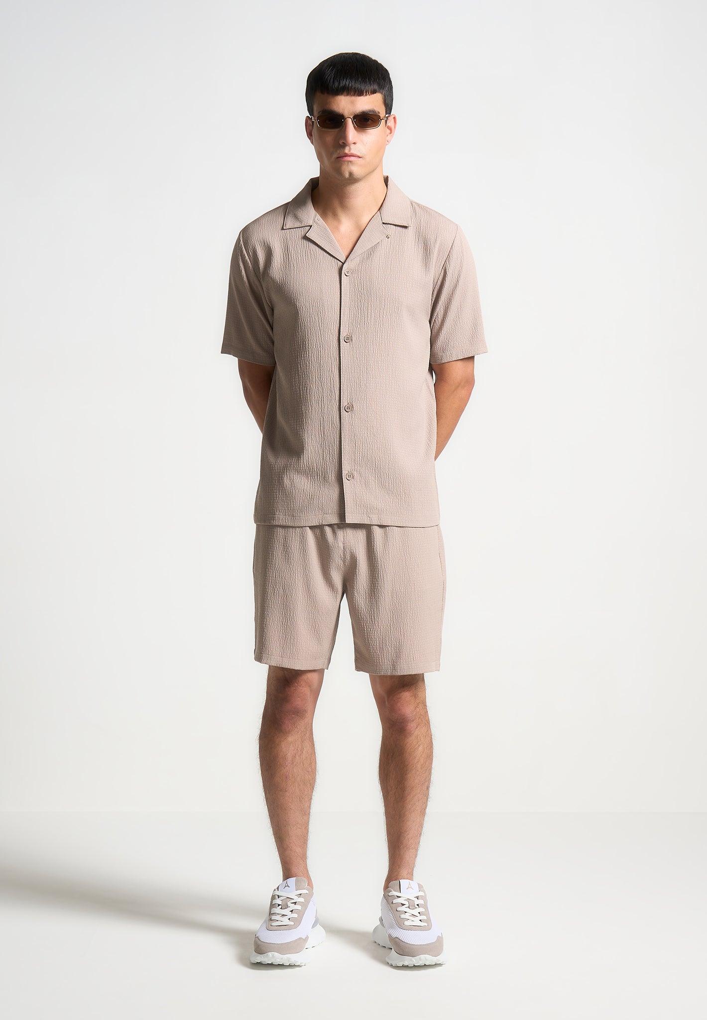 Seersucker Shorts - Taupe Male Product Image