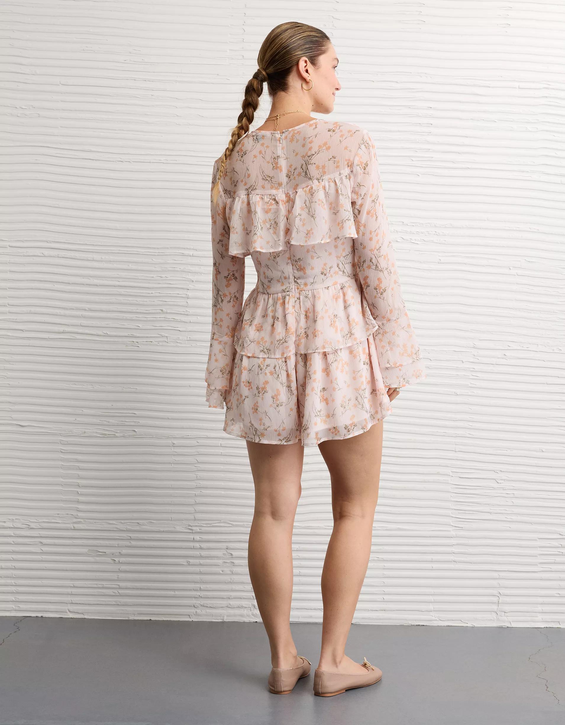 AE Long-Sleeve Ruffle Romper Product Image