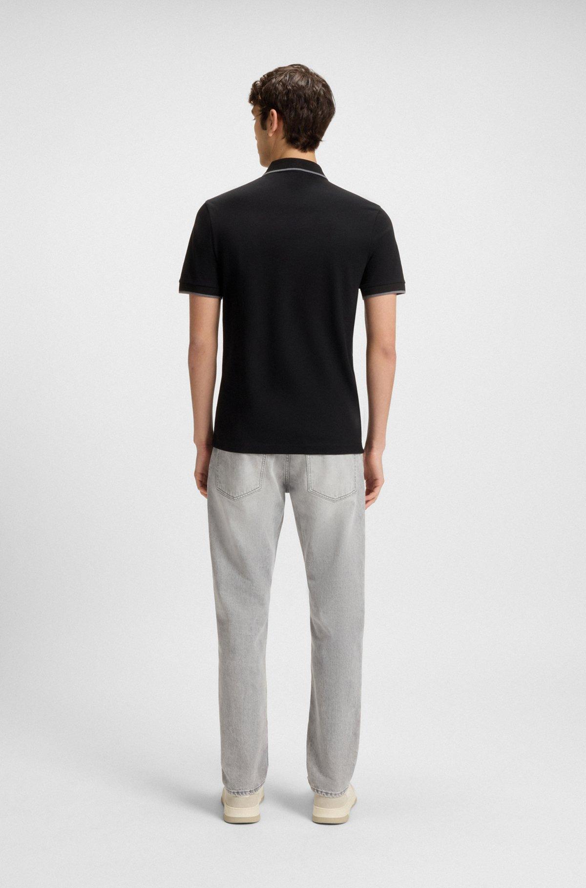 BOSS - Slim-fit polo shirt in stretch-cotton piqué - Black Product Image
