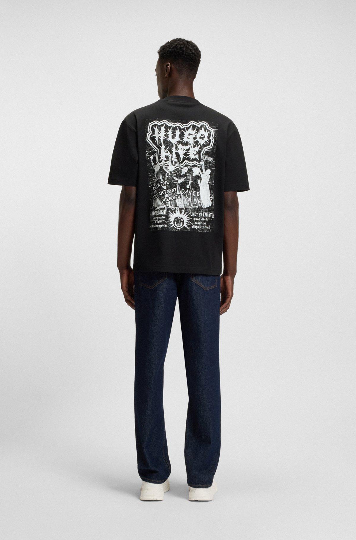 Cotton-jersey T-shirt with Happy HUGO artwork Product Image