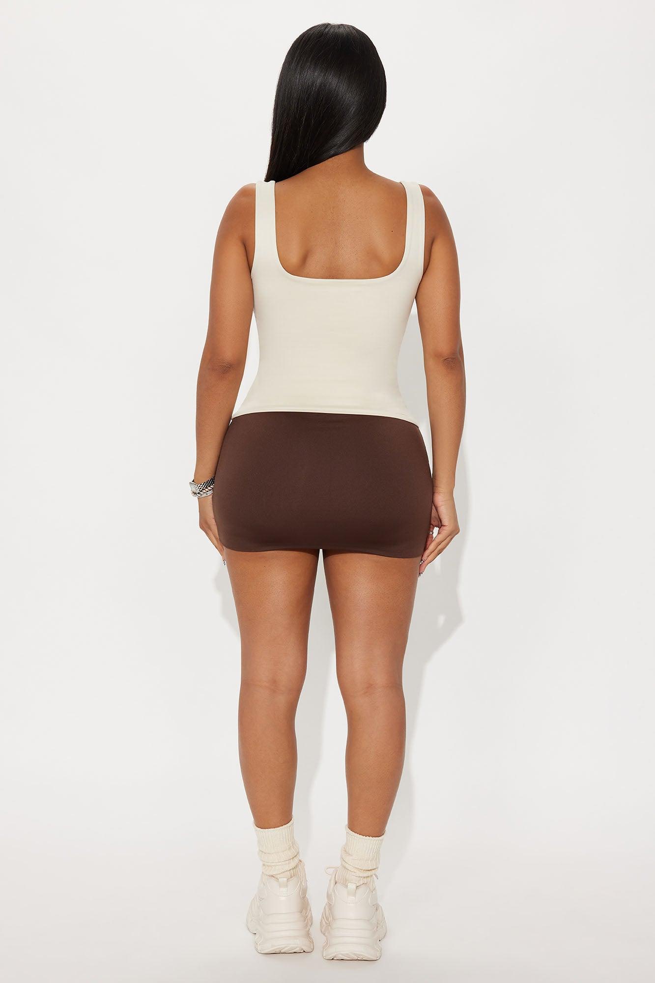 Contour Double Lined Square Neck Tank Top - Bone Female Product Image