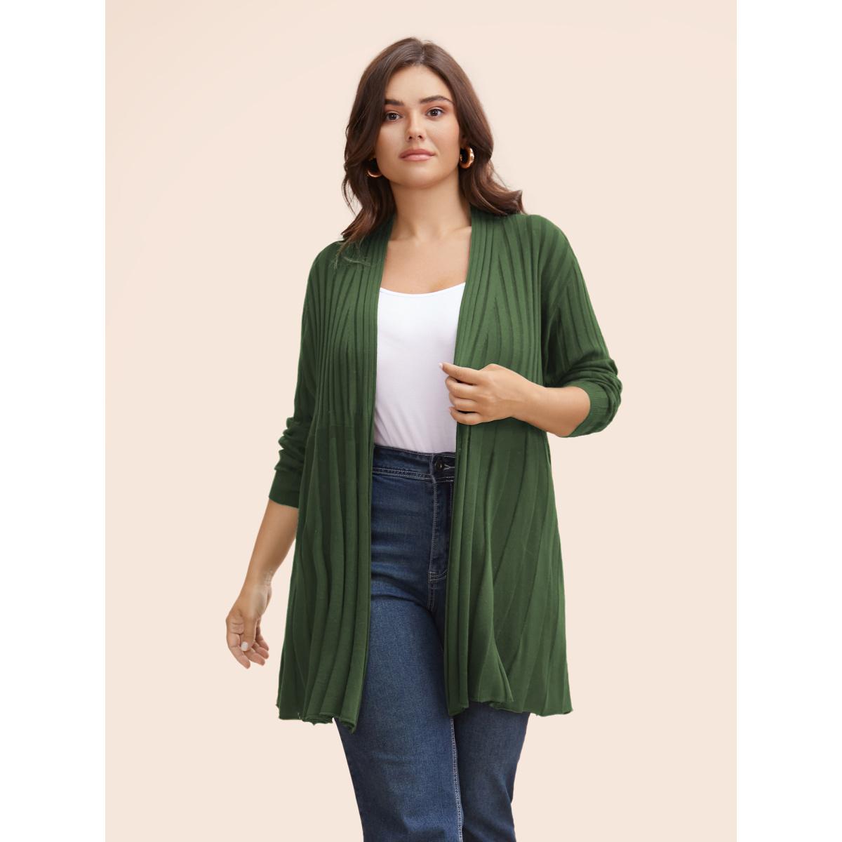 Plus Size Plain Textured Kimono Collar Cardigan DustyPink Women Timeless Loose Long Sleeve Elegant Cardigans BloomChic 22-24/3X Product Image