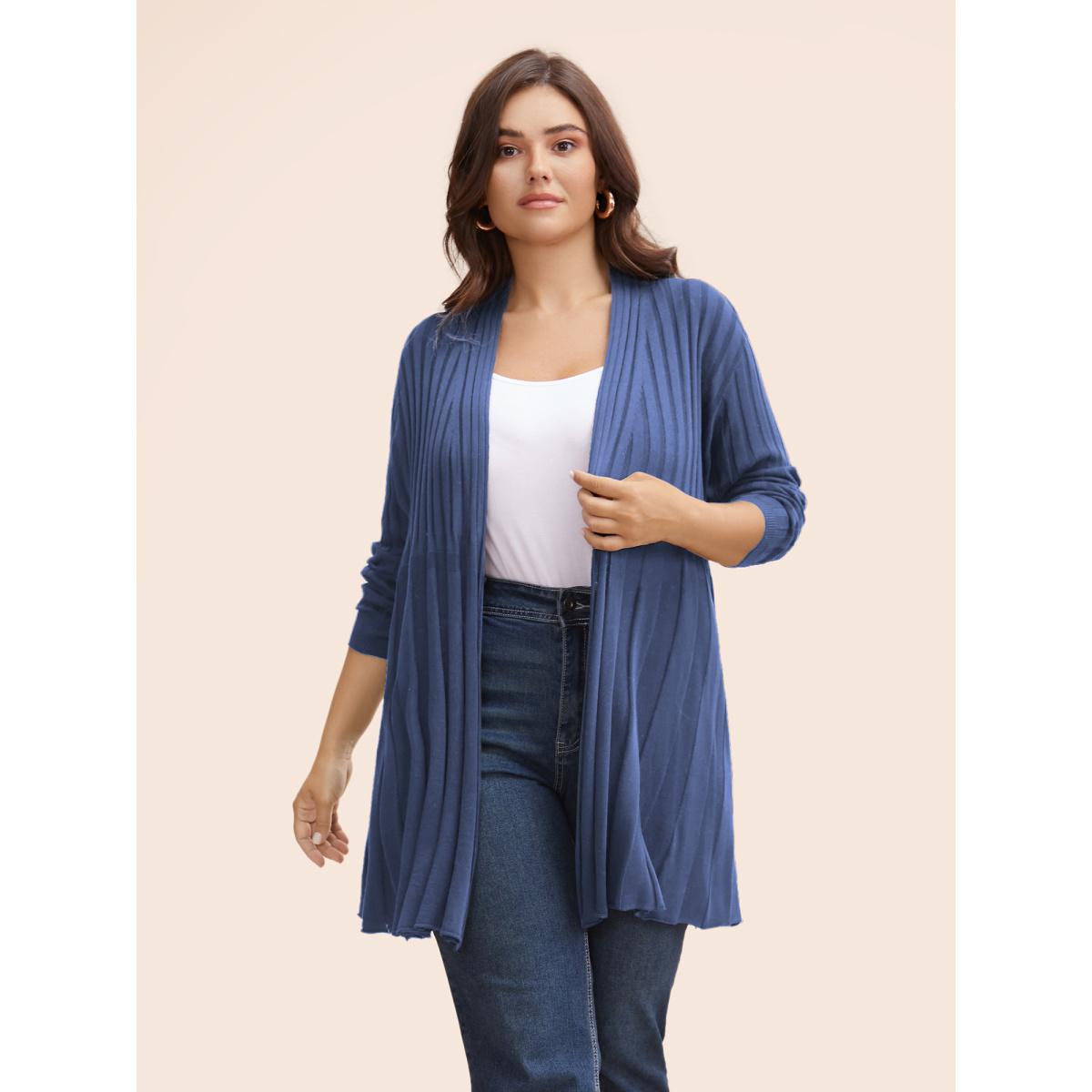 Plus Size Plain Textured Kimono Collar Cardigan DustyPink Women Timeless Loose Long Sleeve Elegant Cardigans BloomChic 22-24/3X Product Image