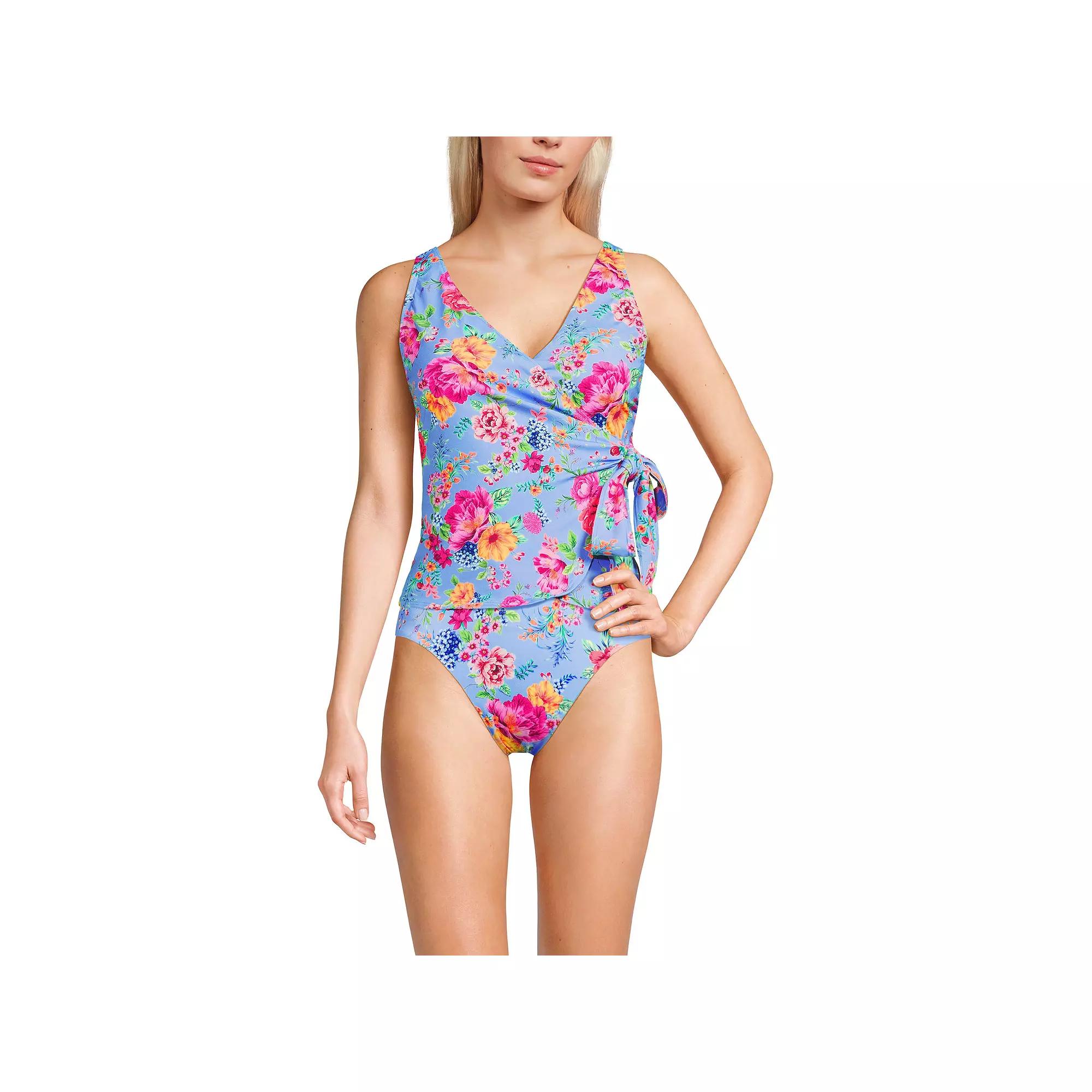 Women's Lands' End D-Cup Side Tie Tankini Swim Top,  Product Image