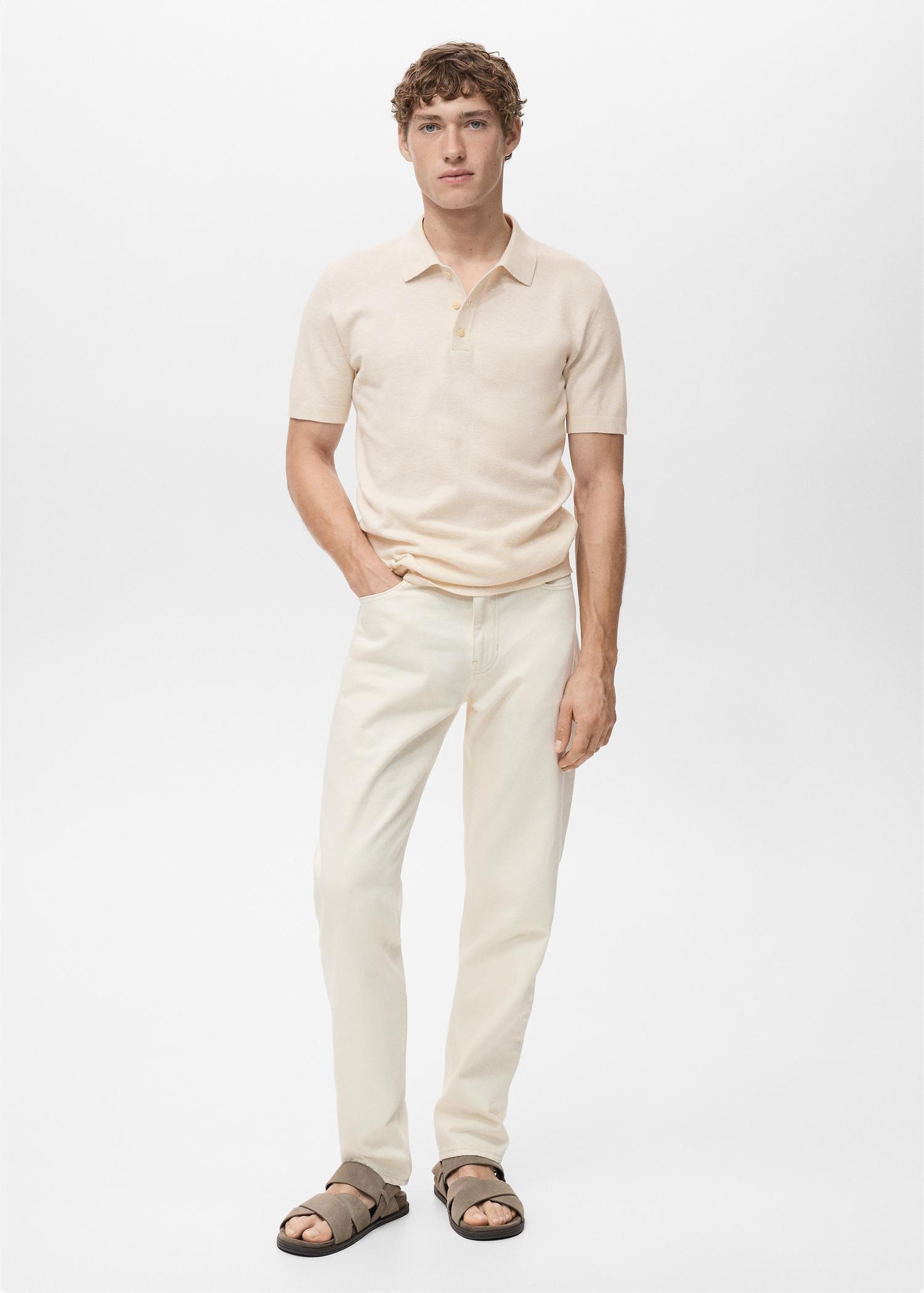 Fine-knit cotton polo shirt - Men | MANGO USA Product Image