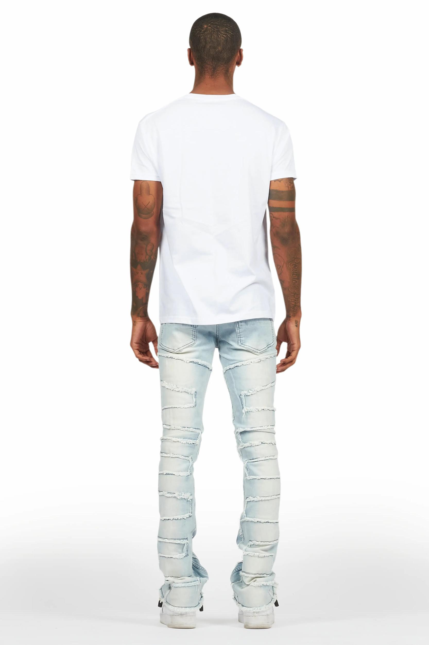 Oriel White/Black T-Shirt/Stacked Flare Jean Set Male Product Image