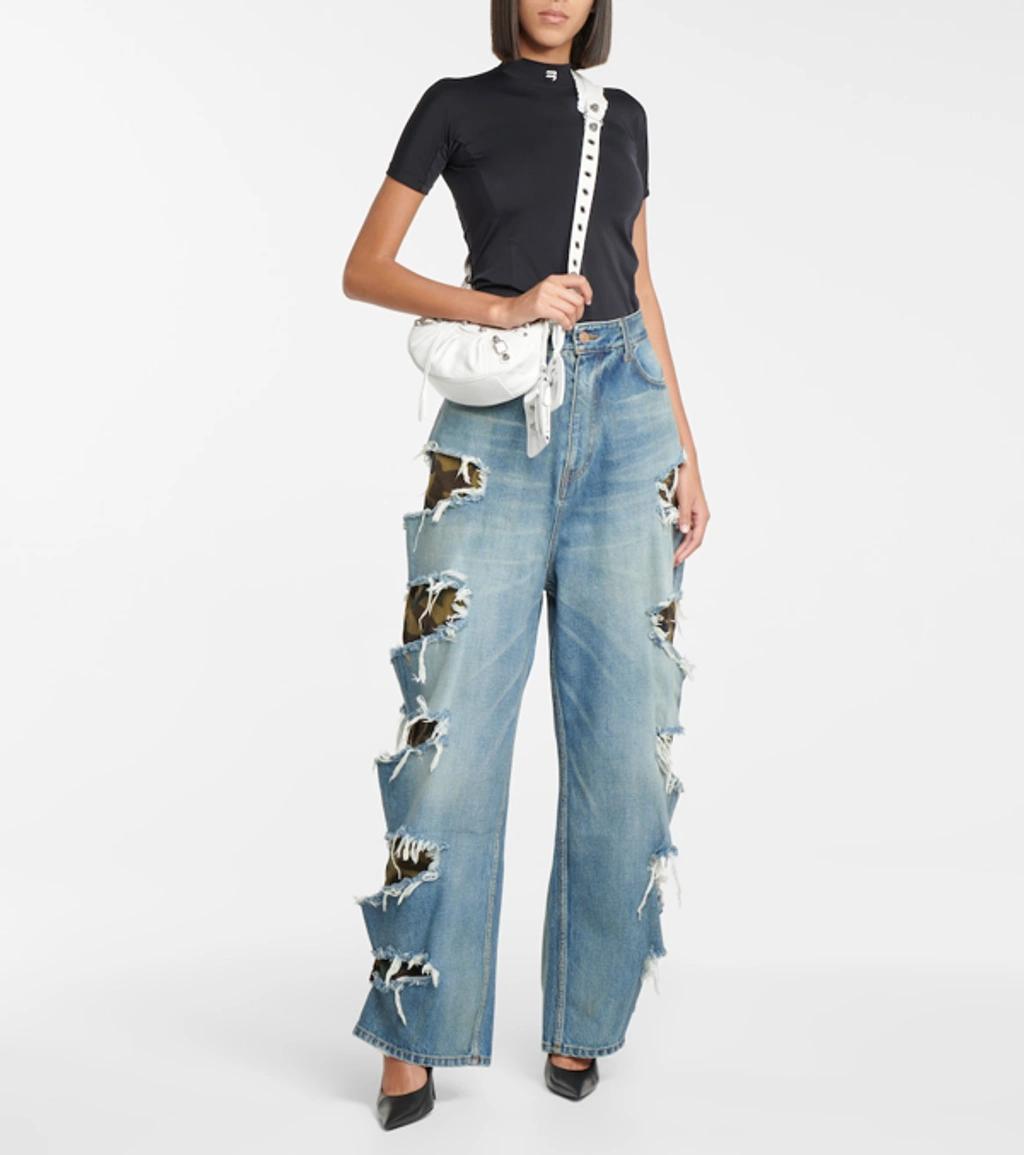 BALENCIAGA Le Cagole Xs Leather Shoulder Bag In Blue Product Image