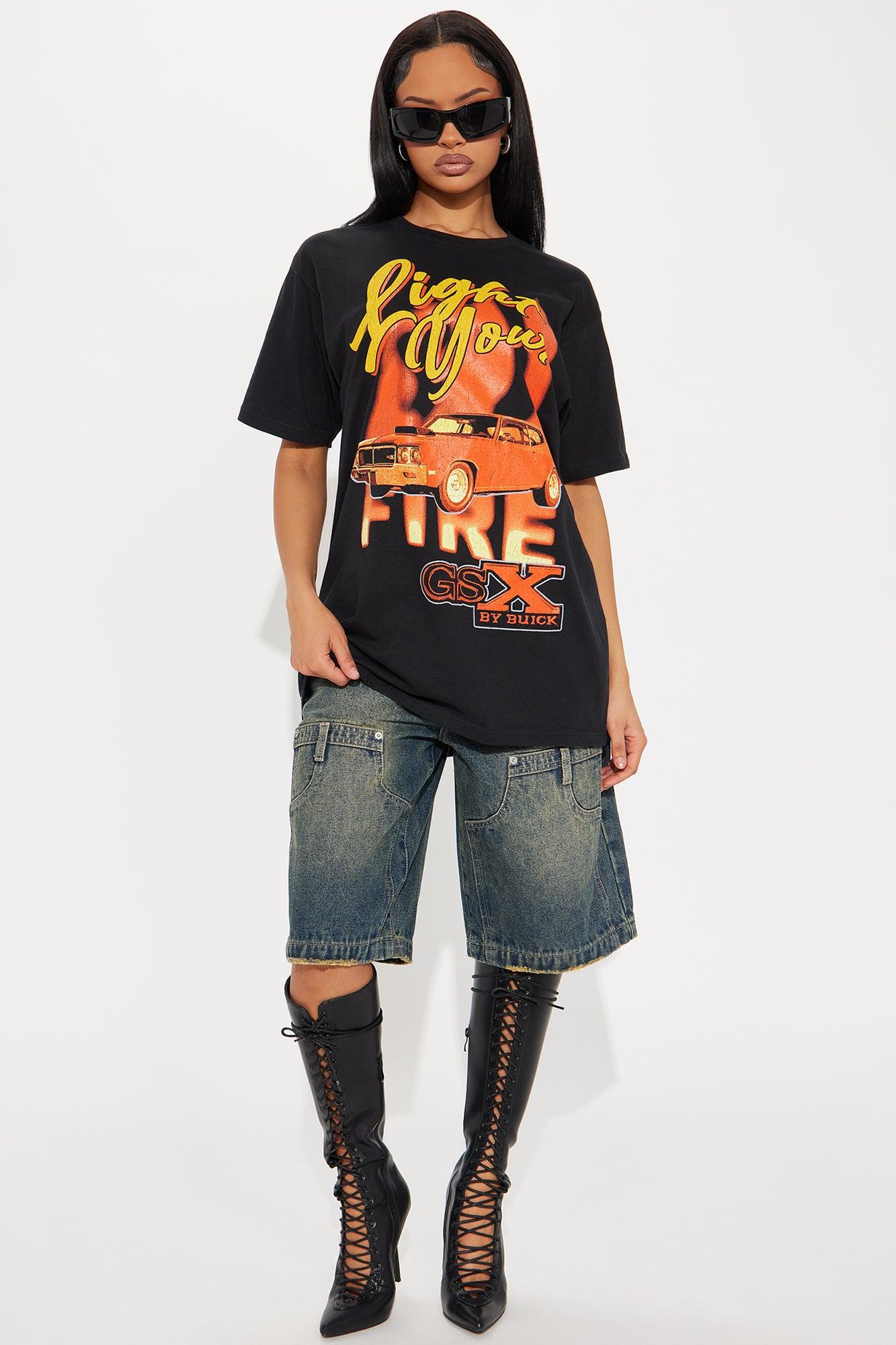 Light Your Fire Oversized Tee - Black Product Image